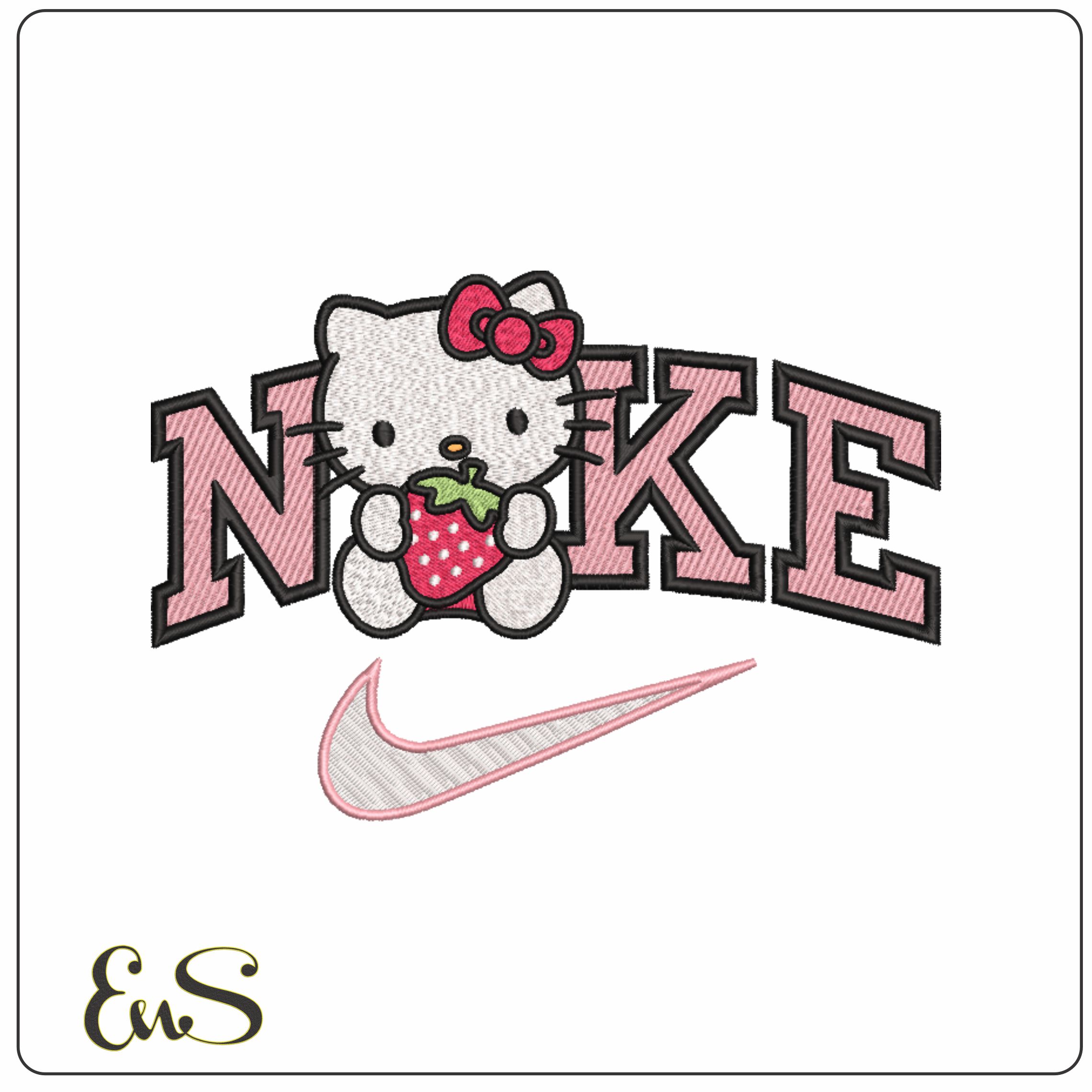 Nike Swoosh Hello Kitty Strawberry - Nike embroidery design - embroidery file - instant download