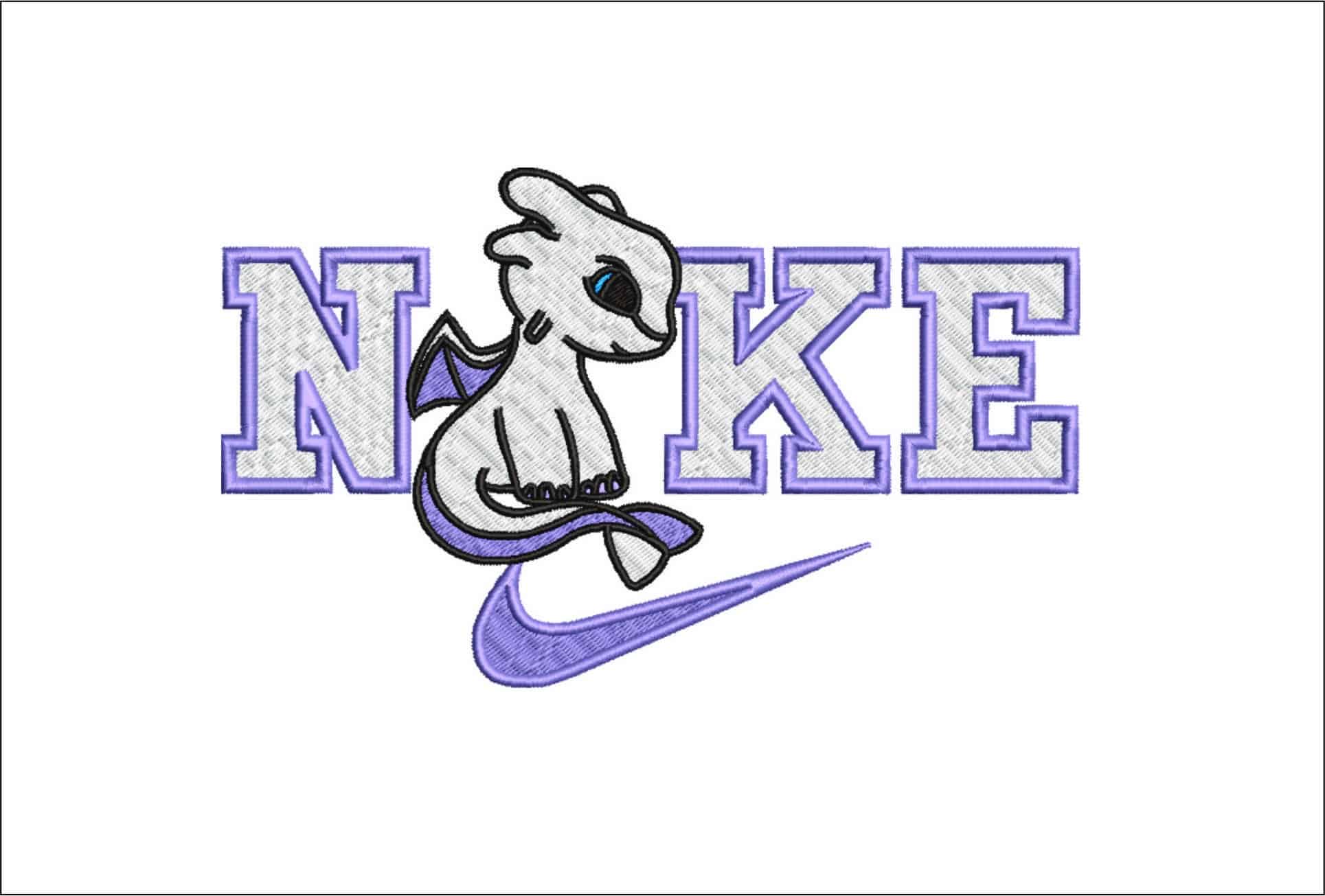 Nike Swoosh White Light Fury - How to train a Dragon - Nike Disney Cartoon embroidery design file - instant download