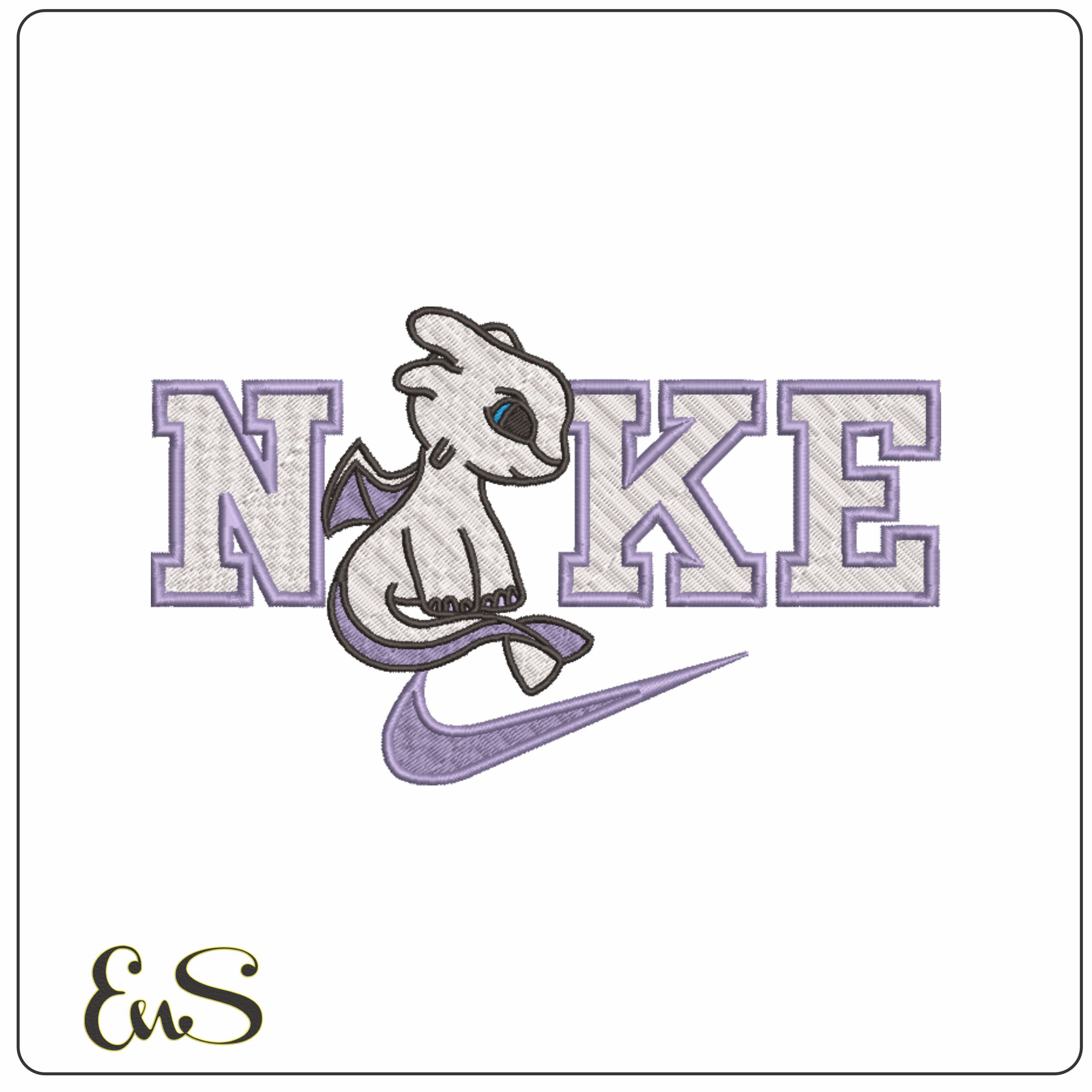 Nike Swoosh White Light Fury - How to train a Dragon - Nike Disney Cartoon embroidery design file - instant download