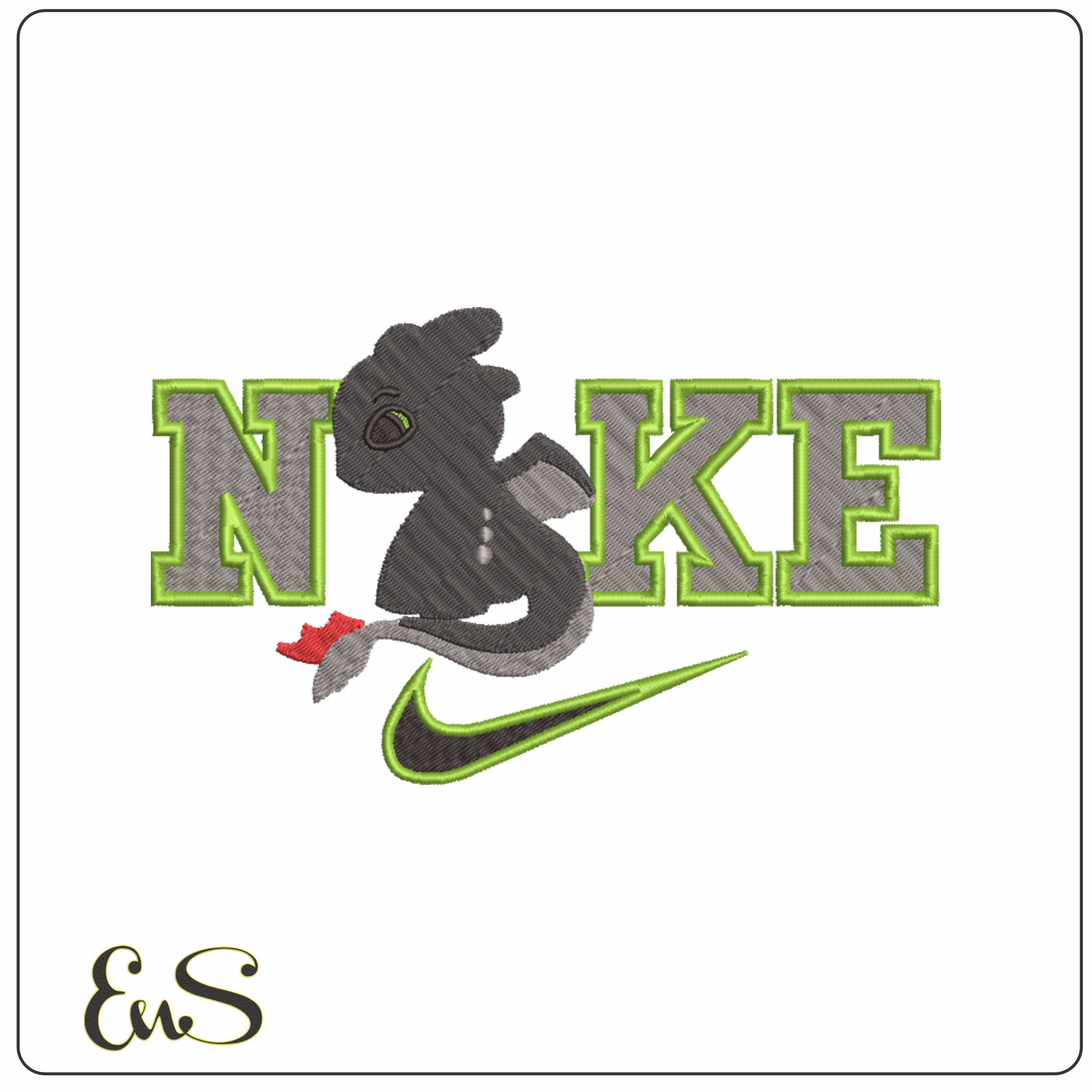Nike Swoosh Night Fury - How to train a Dragon - Nike Disney Cartoon embroidery design file - instant download