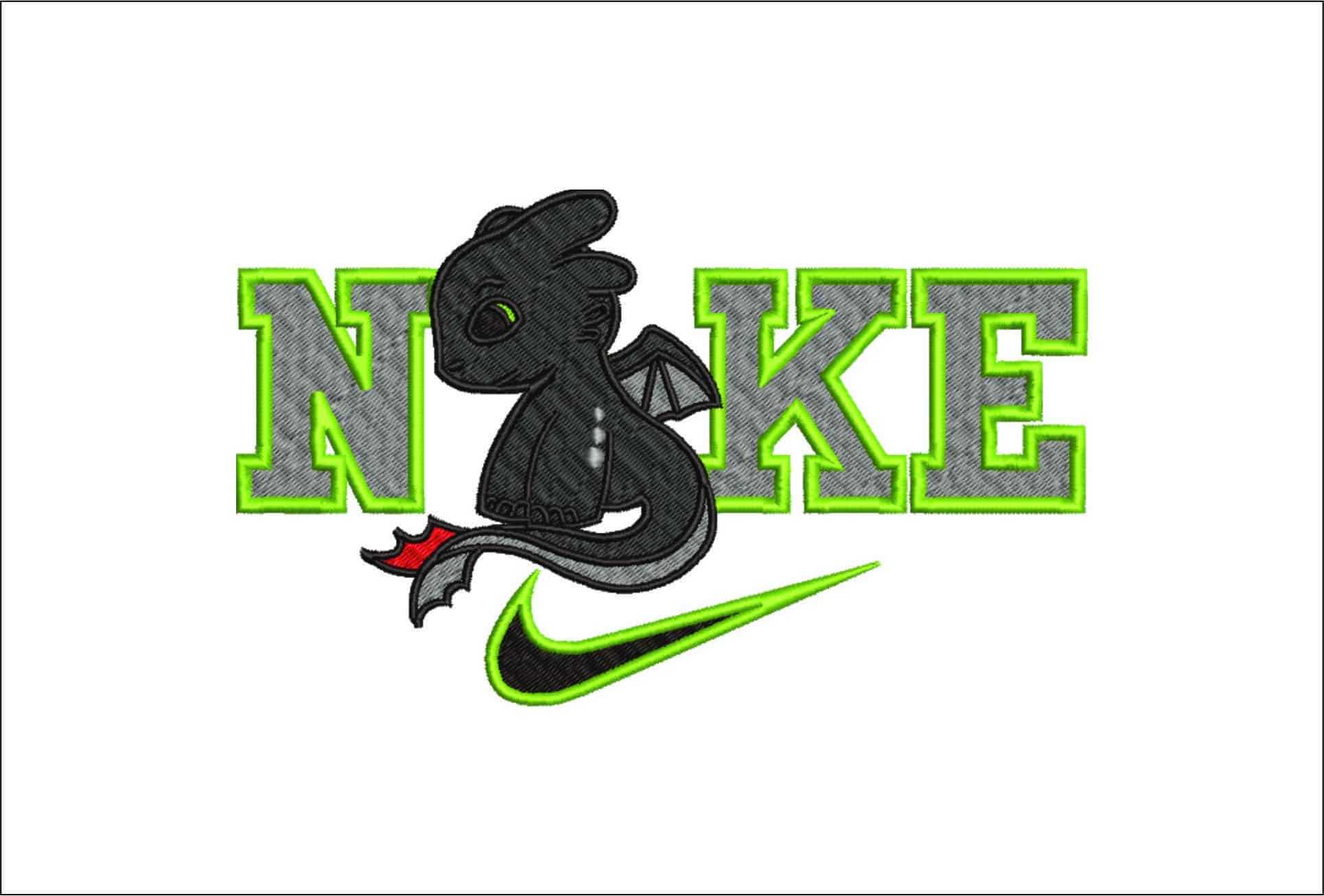 Nike Swoosh Night Fury - How to train a Dragon - Nike Disney Cartoon embroidery design file - instant download