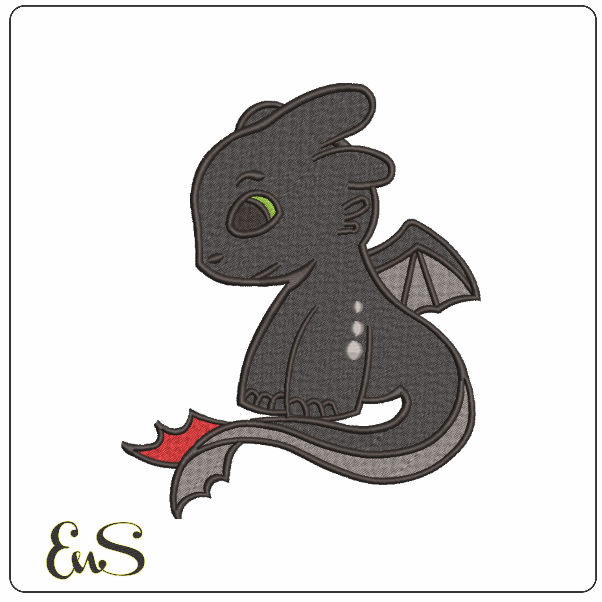 Night Fury - How to train a Dragon - Nike Disney Cartoon embroidery design file - instant download