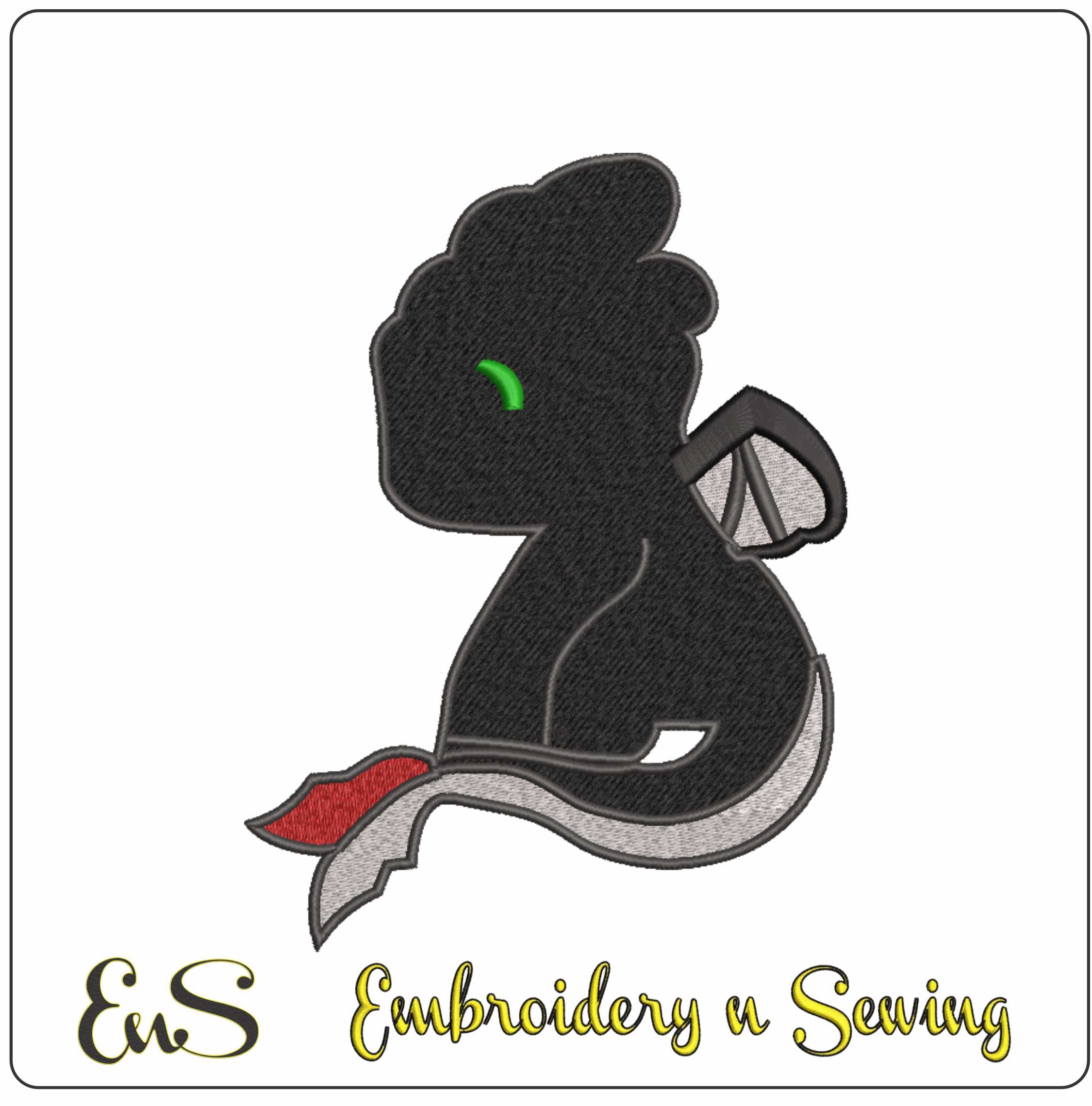 Toothless Night Fury - How to train a Dragon - Nike Disney Cartoon embroidery design file - instant download