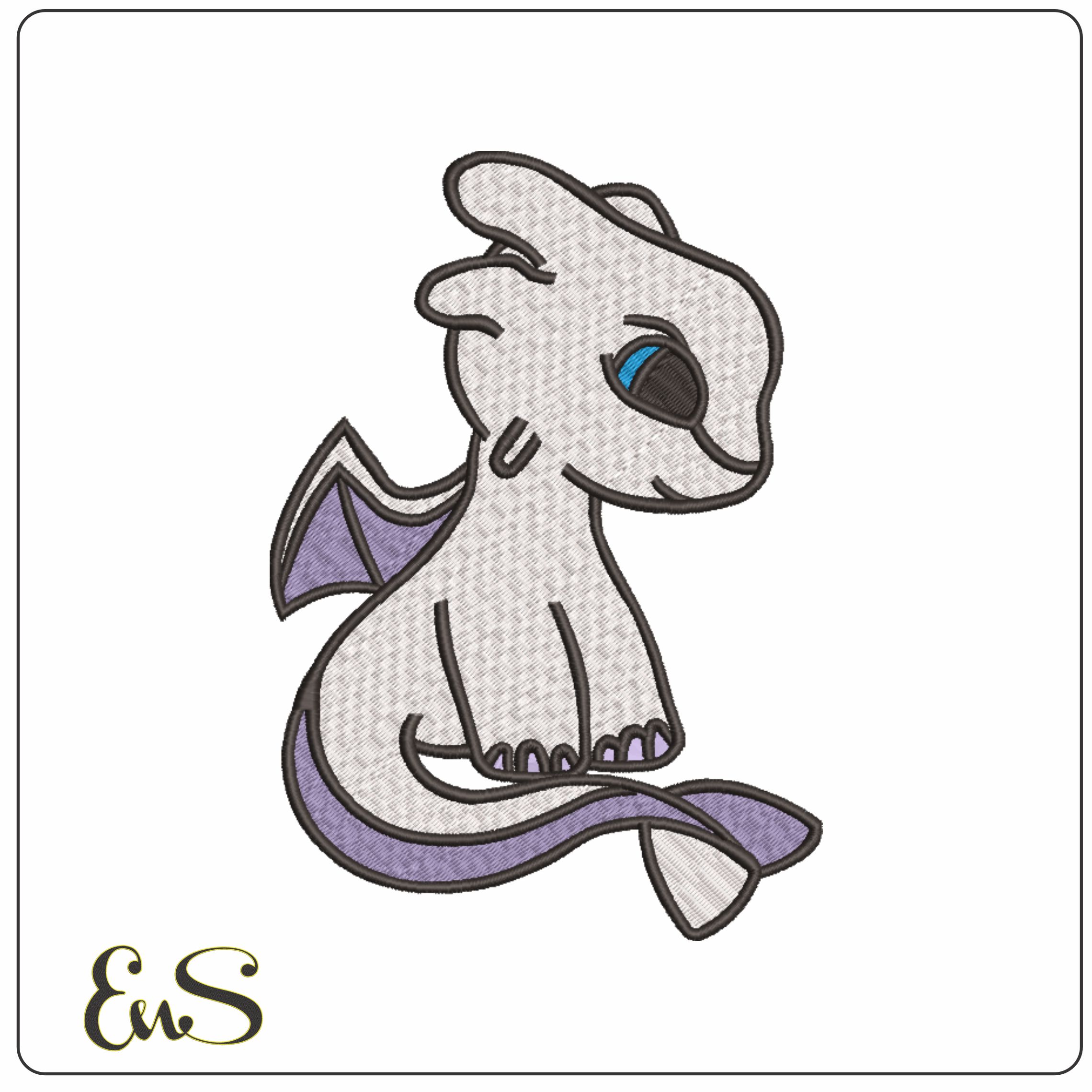 White Light Fury - How to train a Dragon - Nike Disney Cartoon embroidery design file - instant download