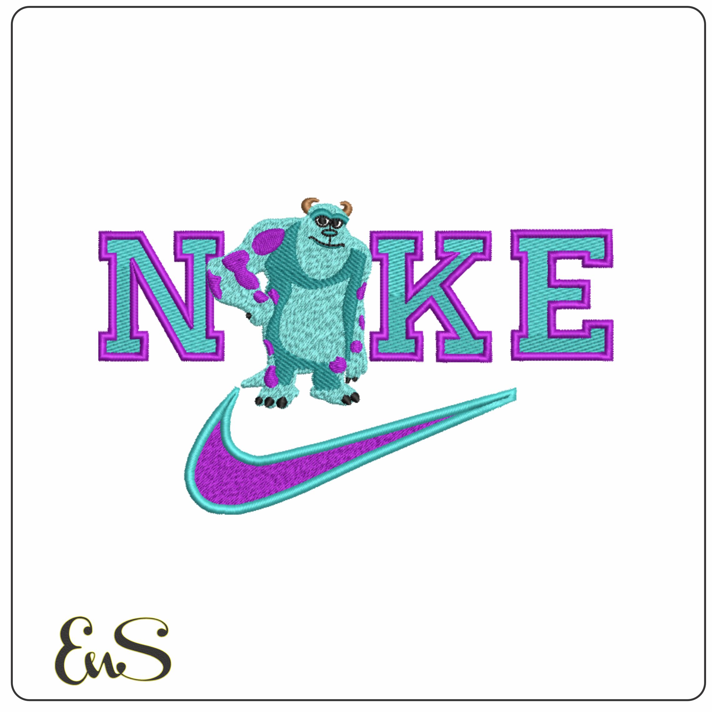 Nike Swoosh Sully Pose - Monsters Inc. - Nike Disney Cartoon embroidery design file - instant download