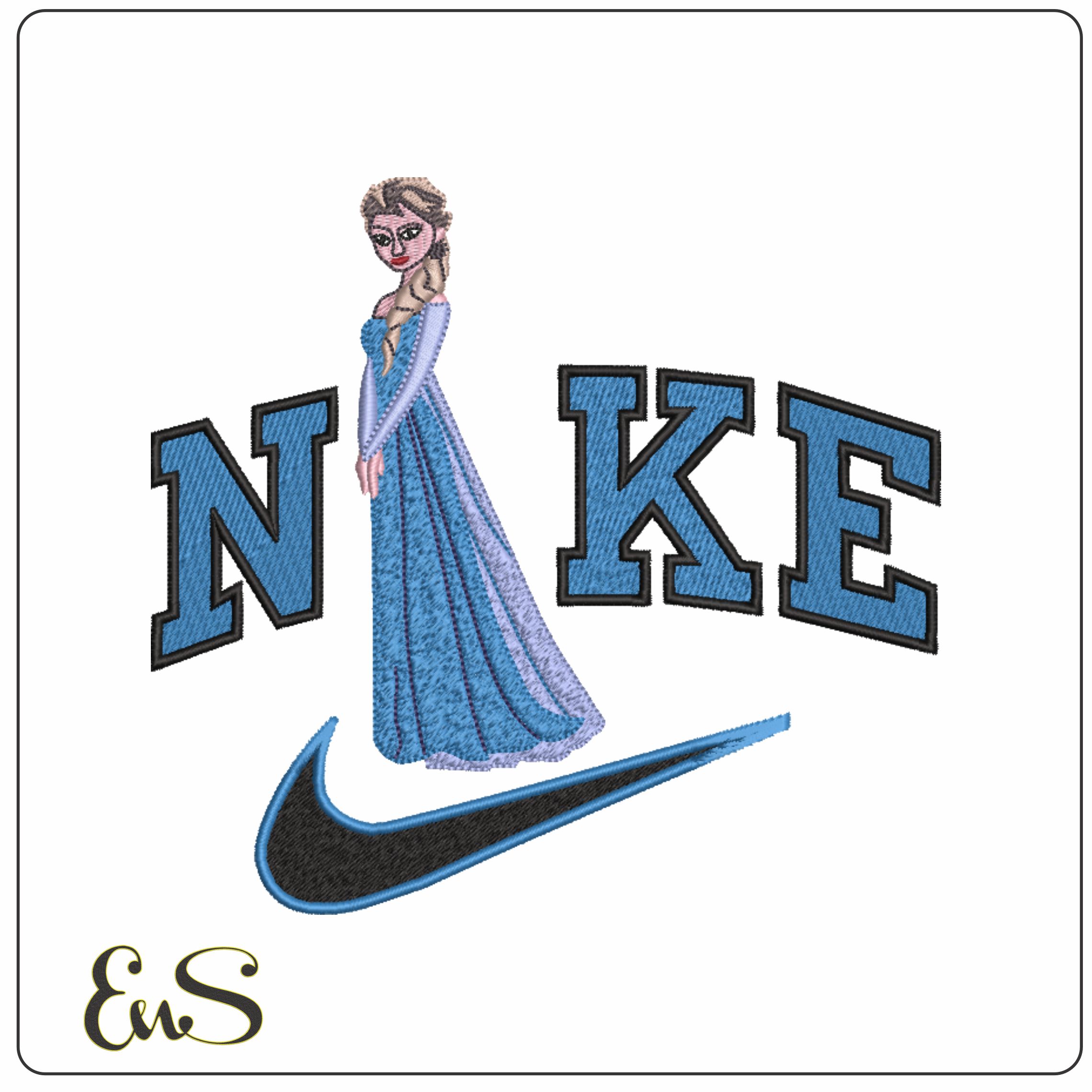 Nike Swoosh Elsa - Frozen - Nike Disney Cartoon embroidery design file - instant download