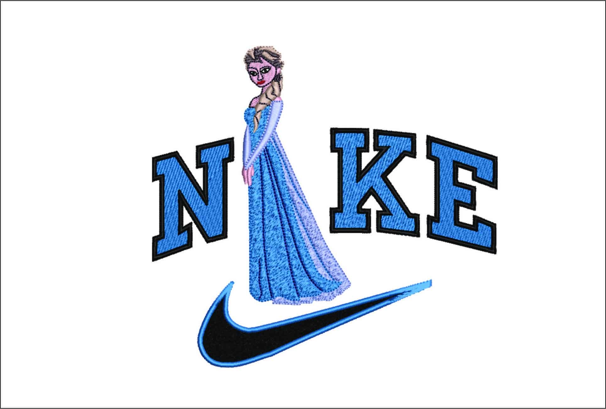 Nike Swoosh Elsa - Frozen - Nike Disney Cartoon embroidery design file - instant download