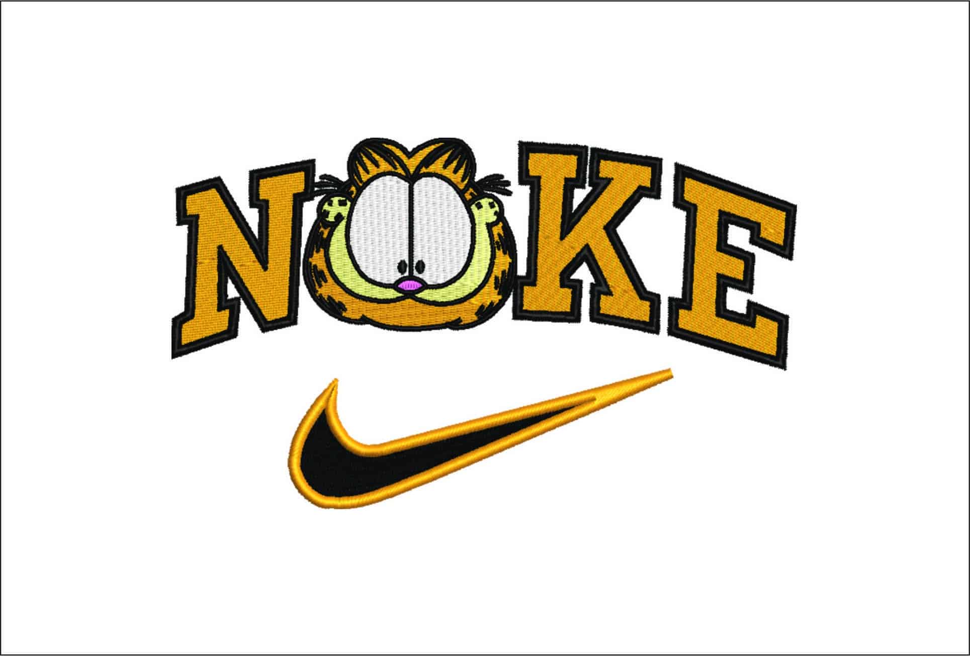 Nike Swoosh Garfield head - Nike Disney Cartoon embroidery design file - instant download