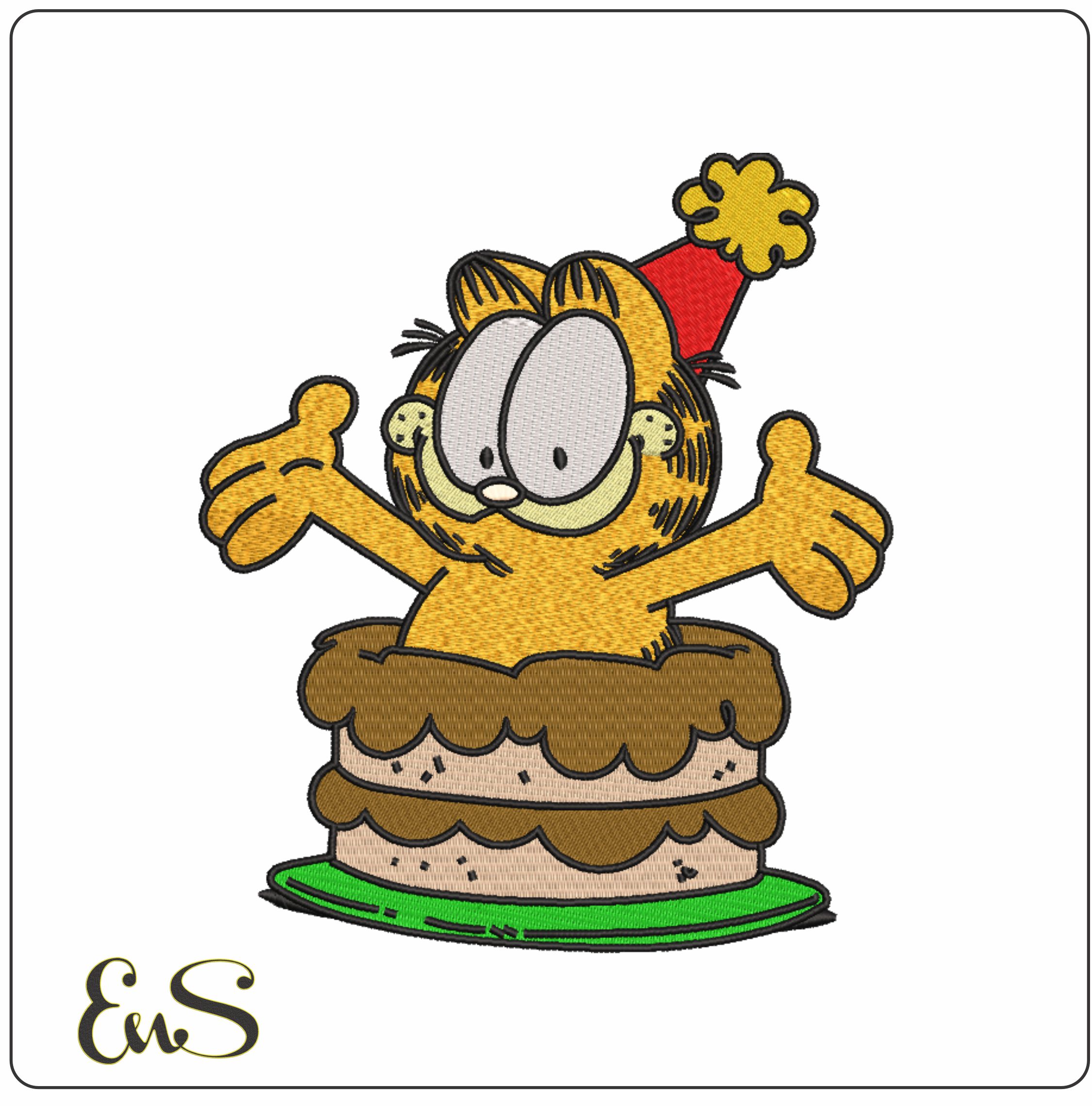 Garfield in Cake - Nike Disney Cartoon embroidery design file - instant download