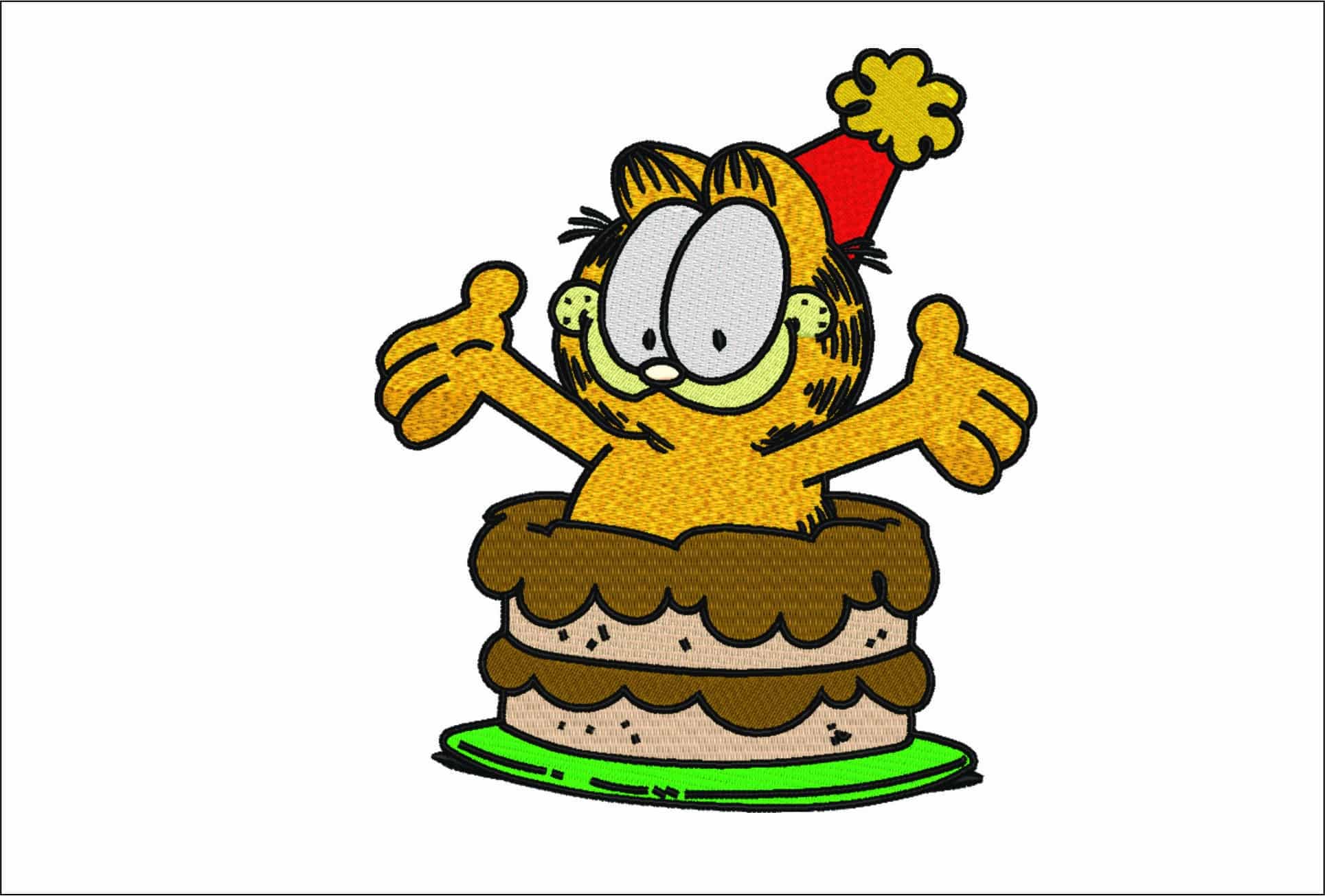 Garfield in Cake - Nike Disney Cartoon embroidery design file - instant download