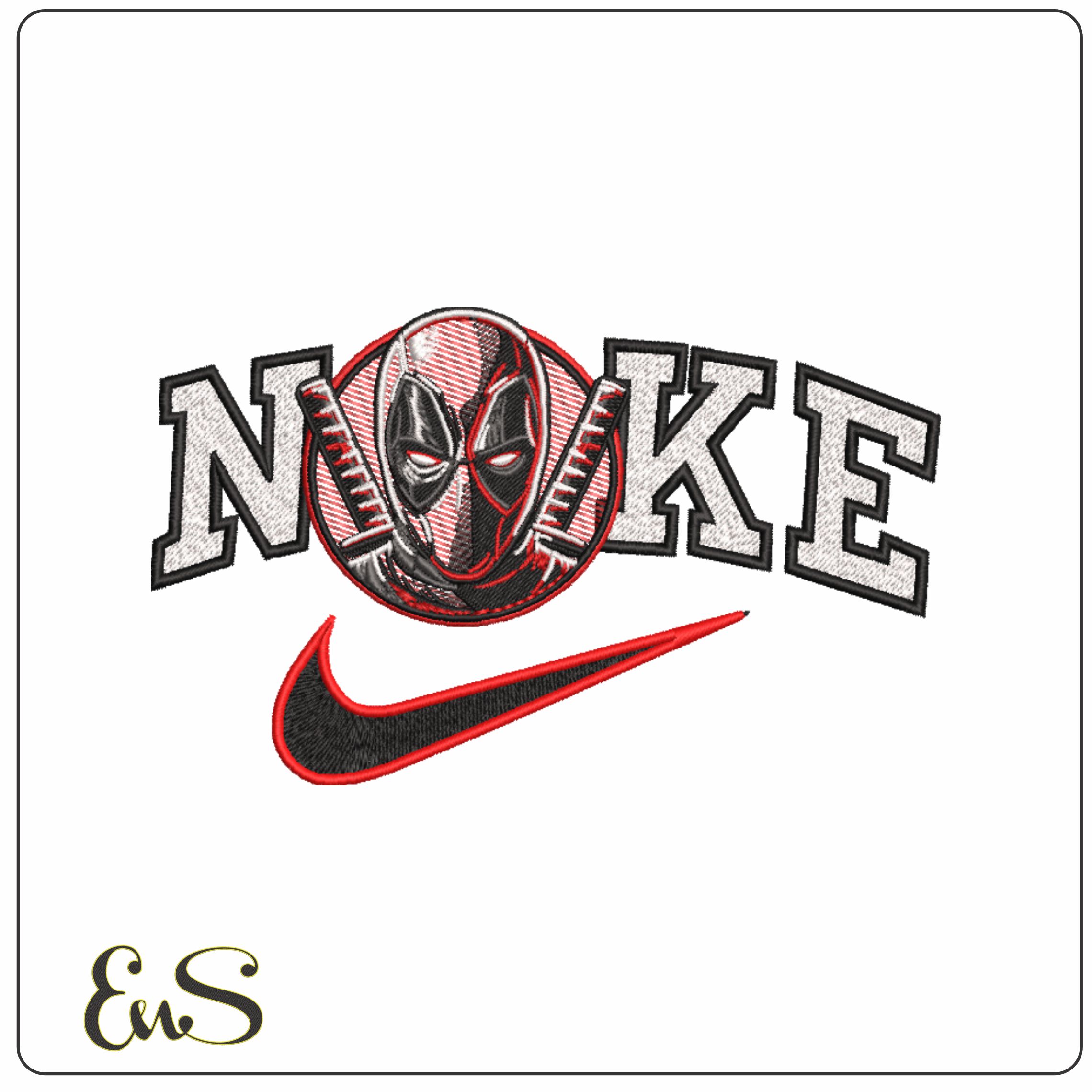Nike Swoosh Deadpool Head Cartoon - Marvel Comics - Nike embroidery design file - instant download