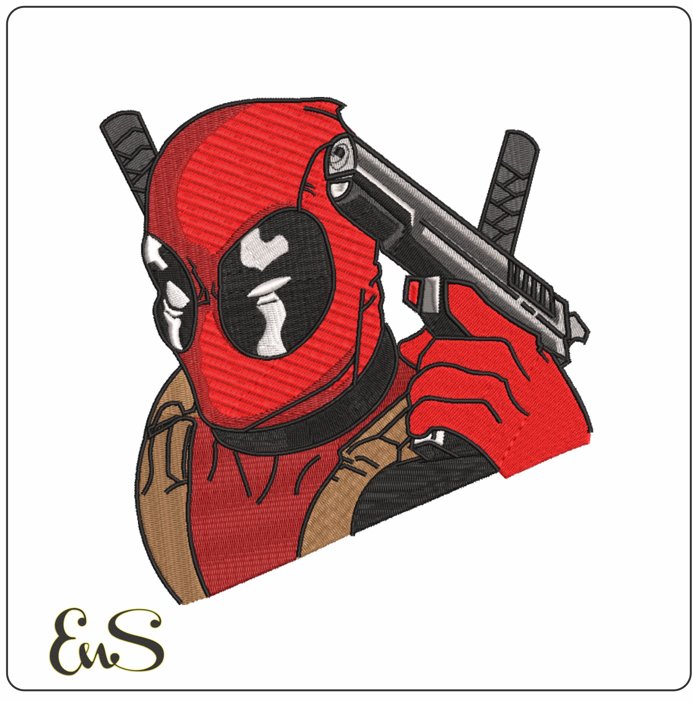 Deadpool Cartoon - Marvel Comics - Nike embroidery design file - instant download