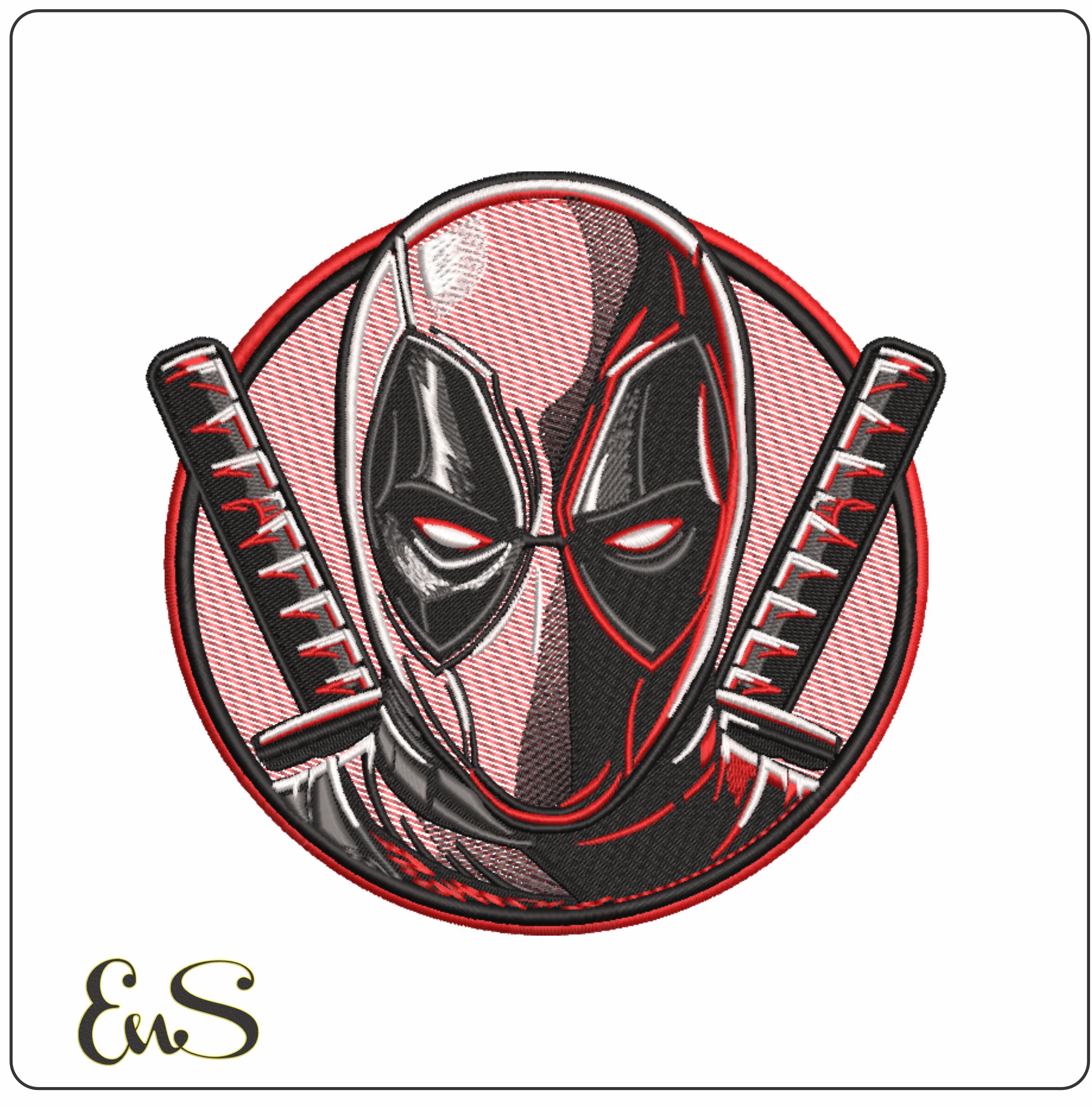 Deadpool Head Cartoon - Marvel Comics - Nike embroidery design file - instant download