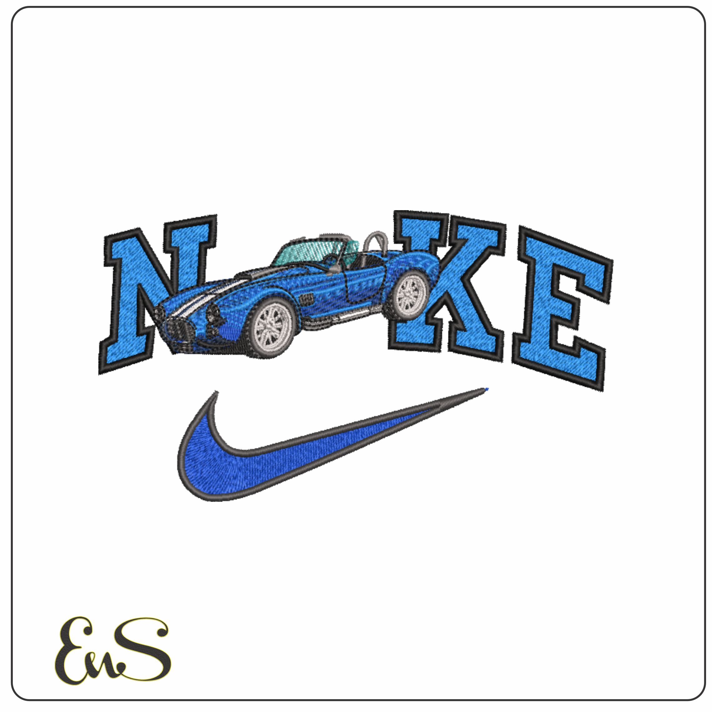 Nike Swoosh Shelby AC Cobra - Nike Car embroidery design file - instant download