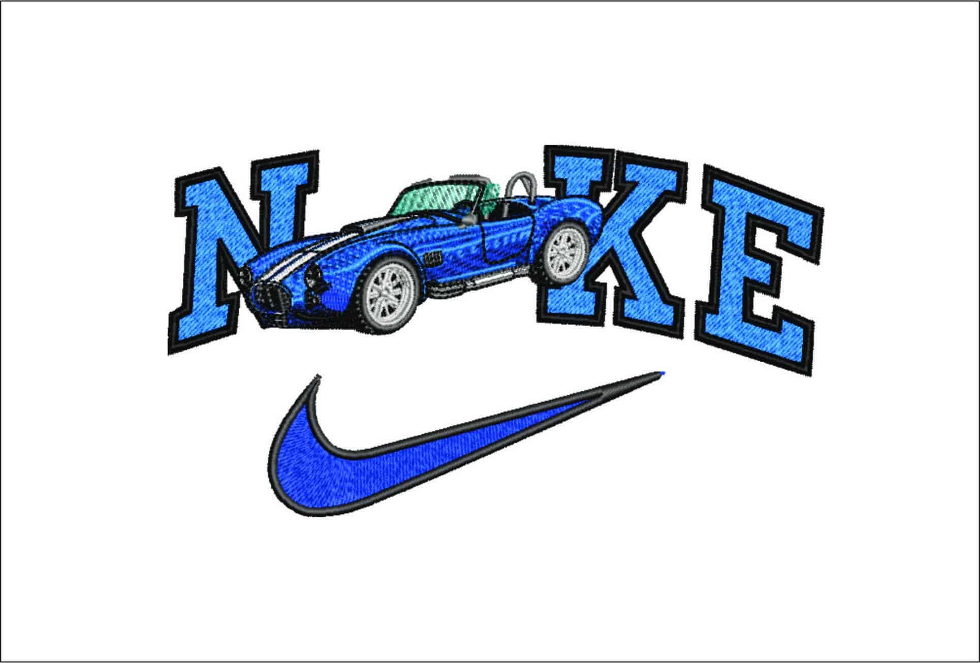 Nike Swoosh Shelby AC Cobra - Nike Car embroidery design file - instant download
