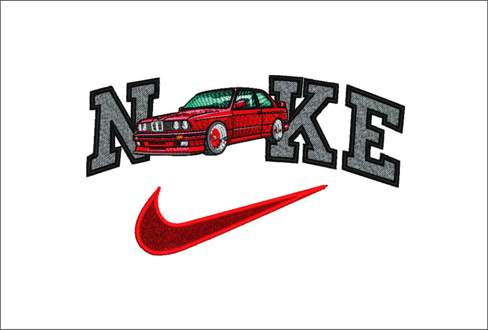 Nike Swoosh BMW M3 E30 - Nike Car embroidery design file - instant download