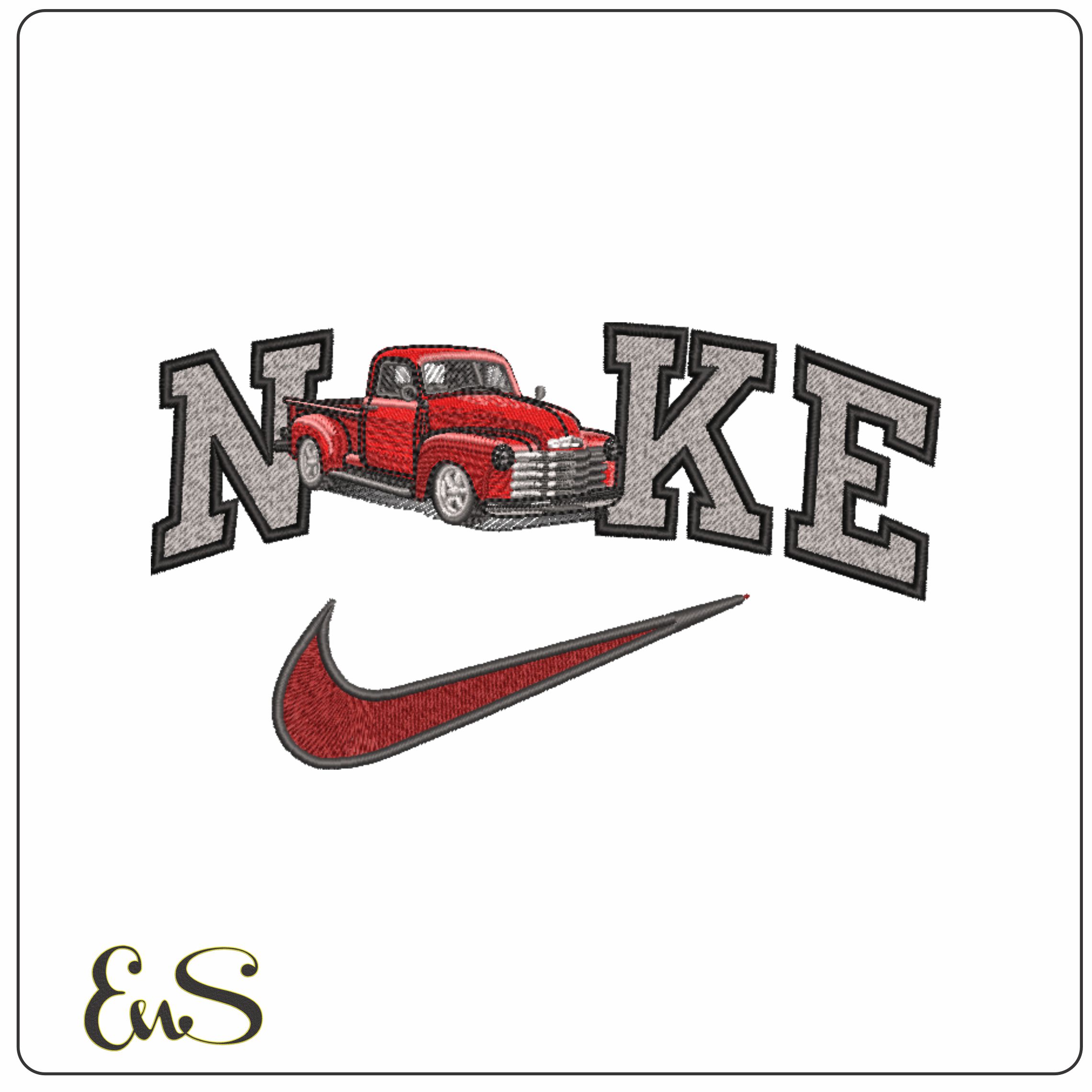 Nike Swoosh Chevy 1950's Truck - Nike Car embroidery design file - instant download