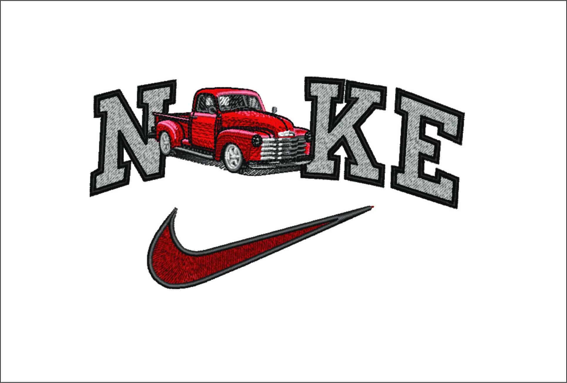Nike Swoosh Chevy 1950's Truck - Nike Car embroidery design file - instant download