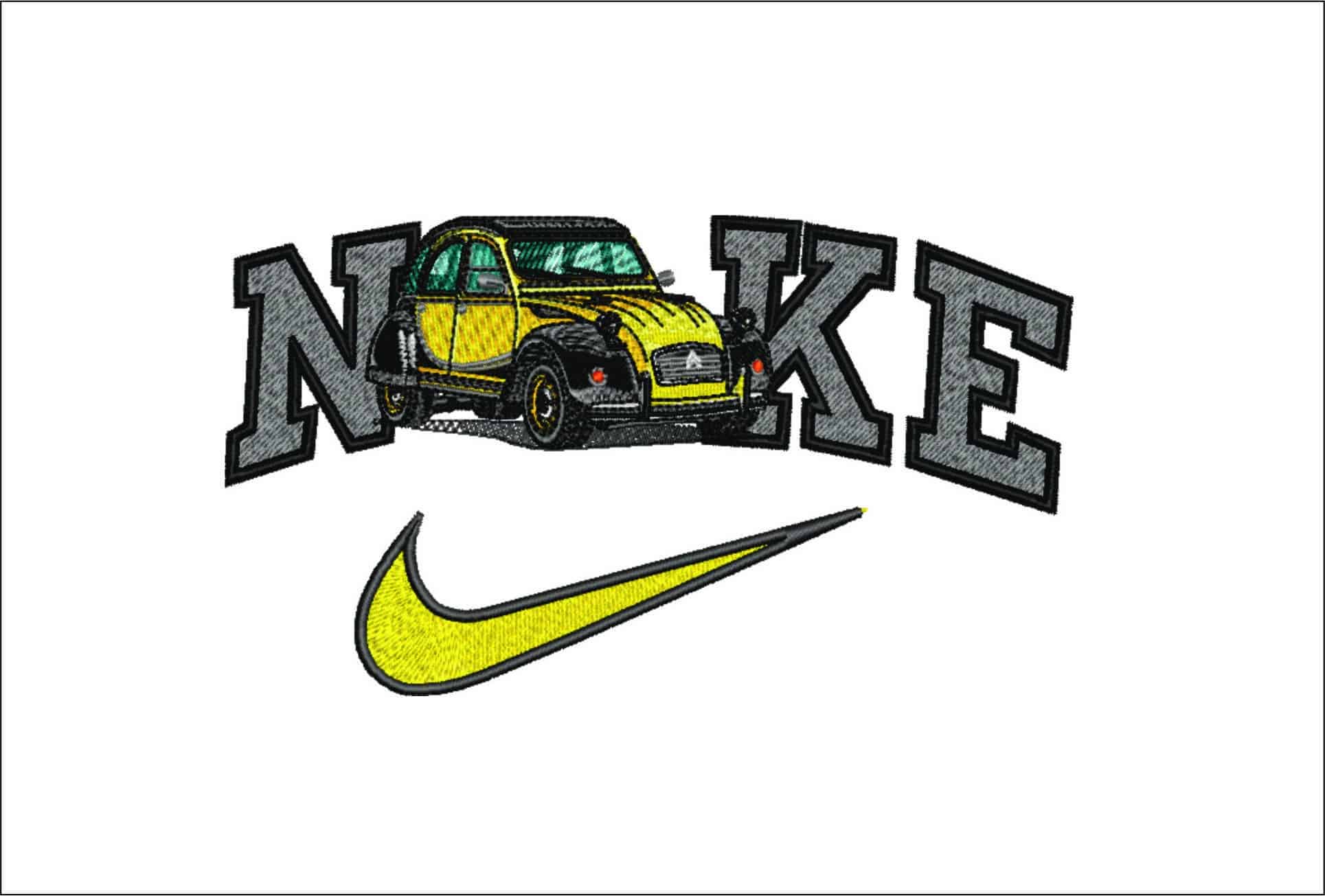 Nike Swoosh Citroen 2 CV - Nike Car embroidery design file - instant download