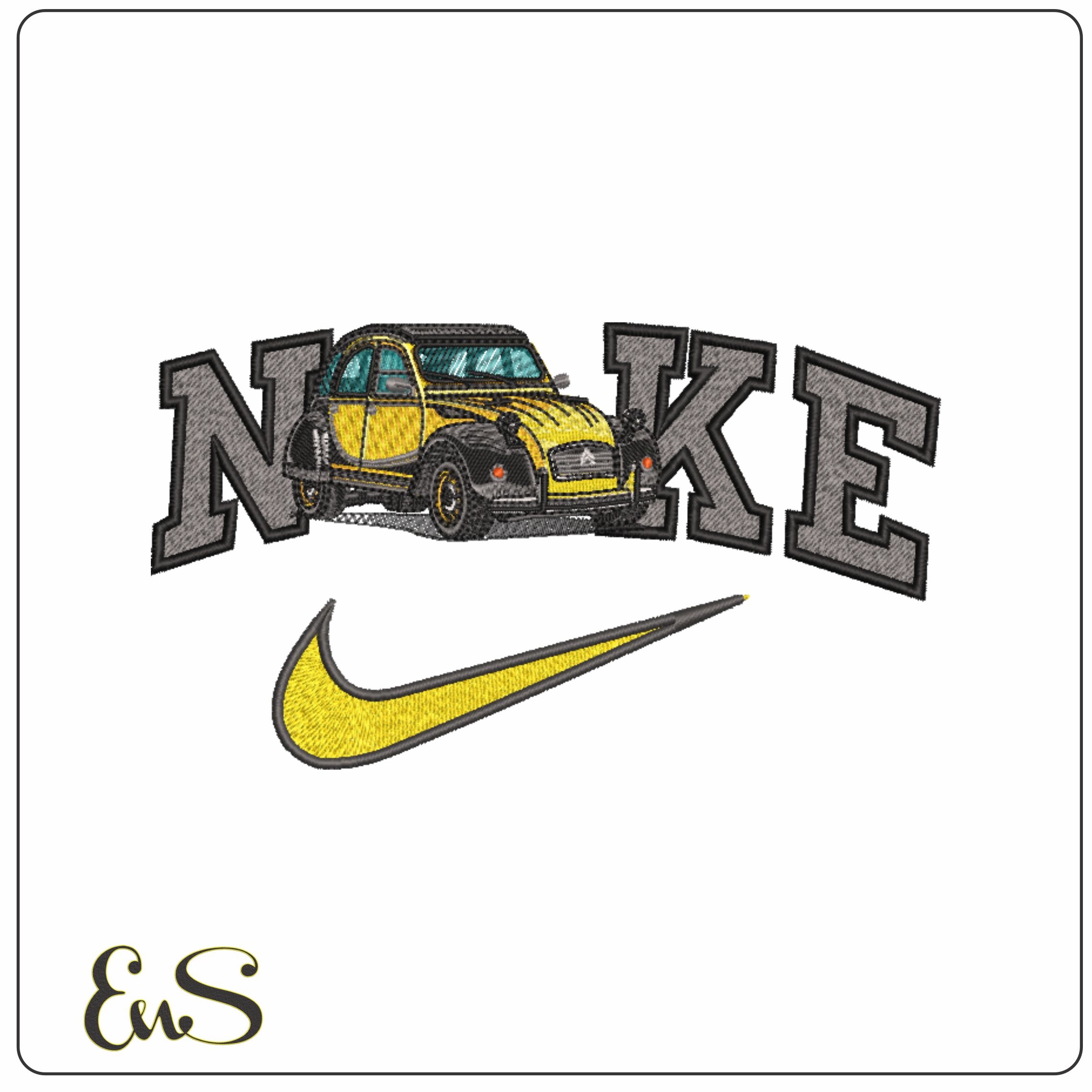 Nike Swoosh Citroen 2 CV - Nike Car embroidery design file - instant download
