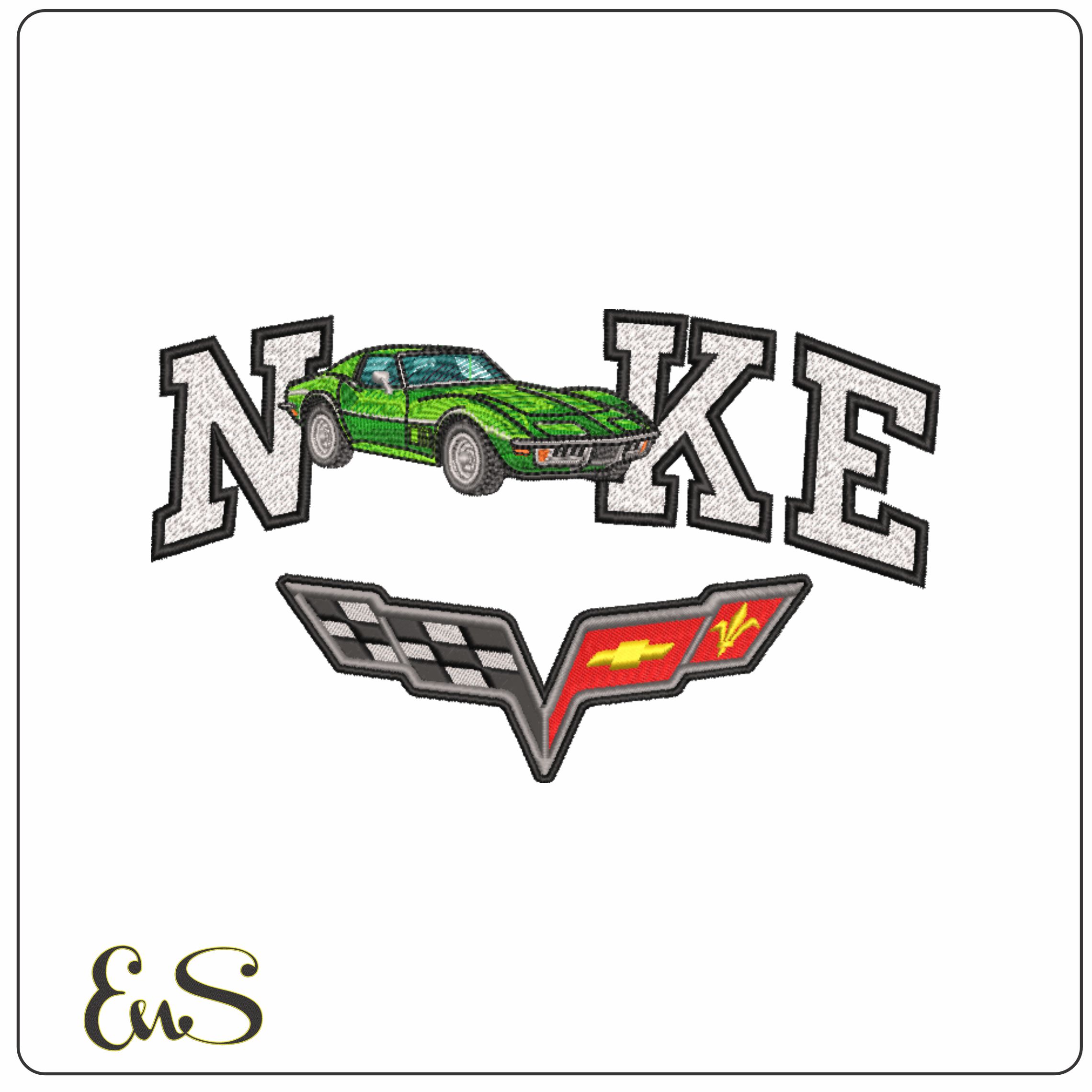 Nike Swoosh Corvette Stingray 1972 - Corvette Swoosh - Nike Car embroidery design - instant download