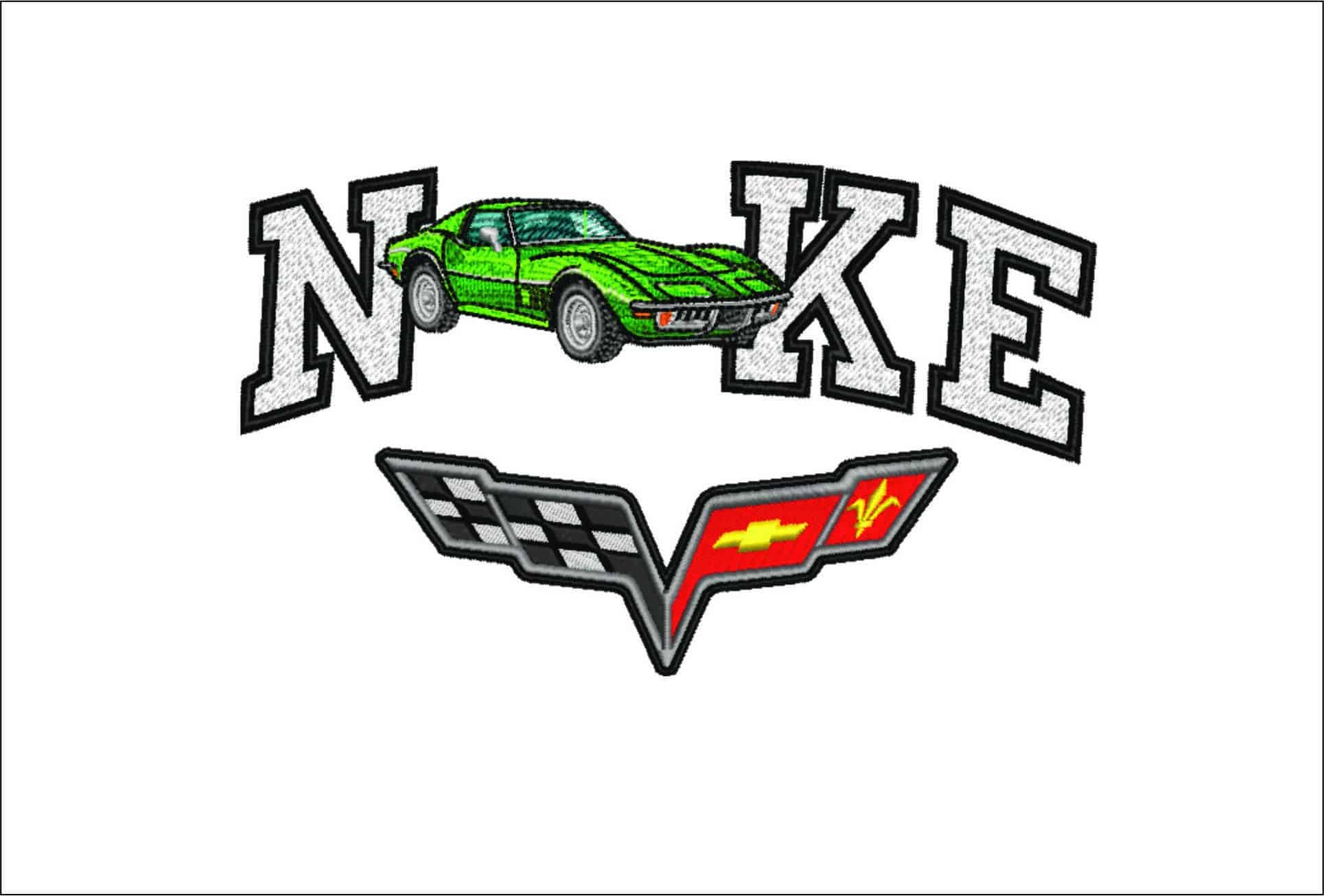 Nike Swoosh Corvette Stingray 1972 - Corvette Swoosh - Nike Car embroidery design - instant download