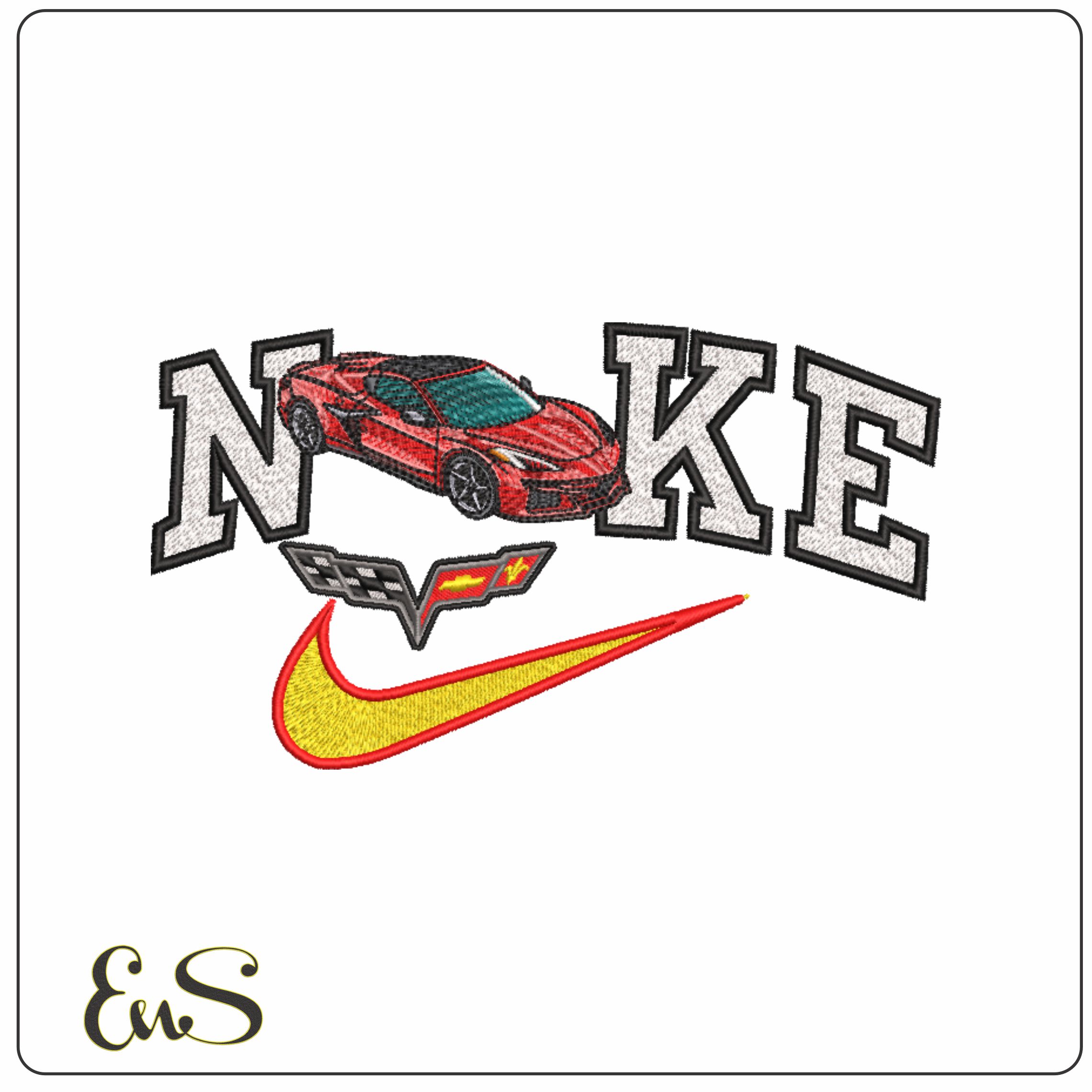 Nike Swoosh Corvette C08 Stingray - Corvette Swoosh - Nike Car embroidery design - instant download