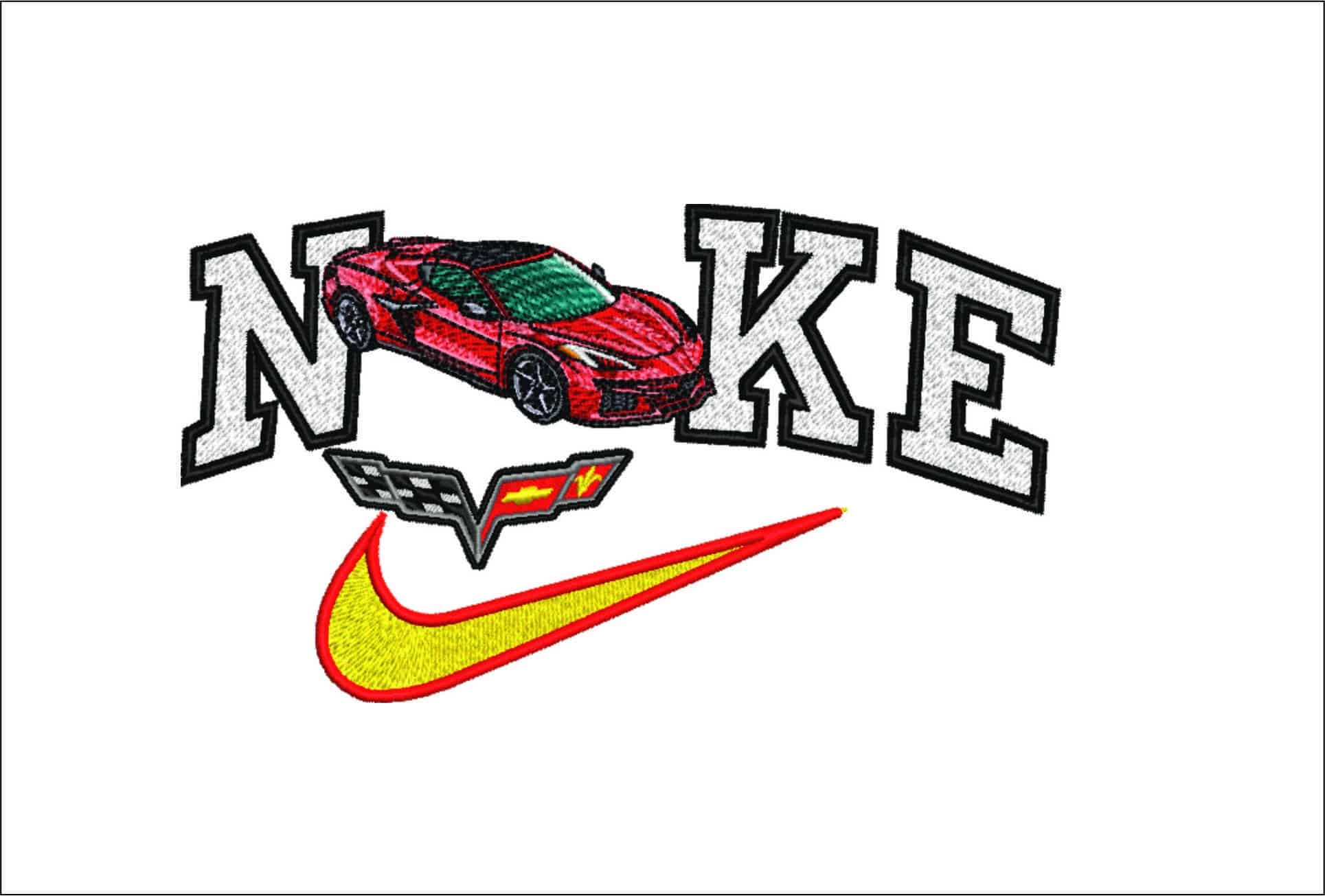 Nike Swoosh Corvette C08 Stingray - Corvette Swoosh - Nike Car embroidery design - instant download