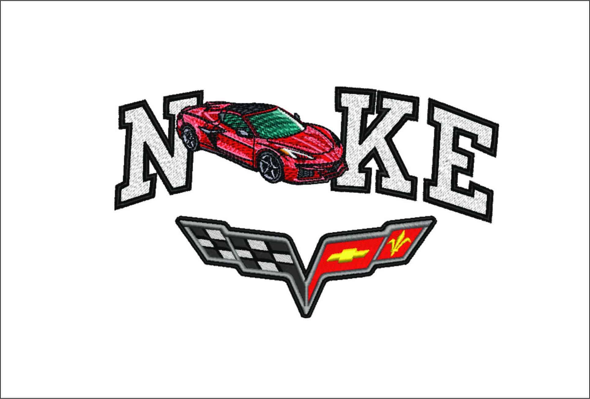 Nike Swoosh Corvette C08 - Corvette Swoosh - Nike Car embroidery design - instant download