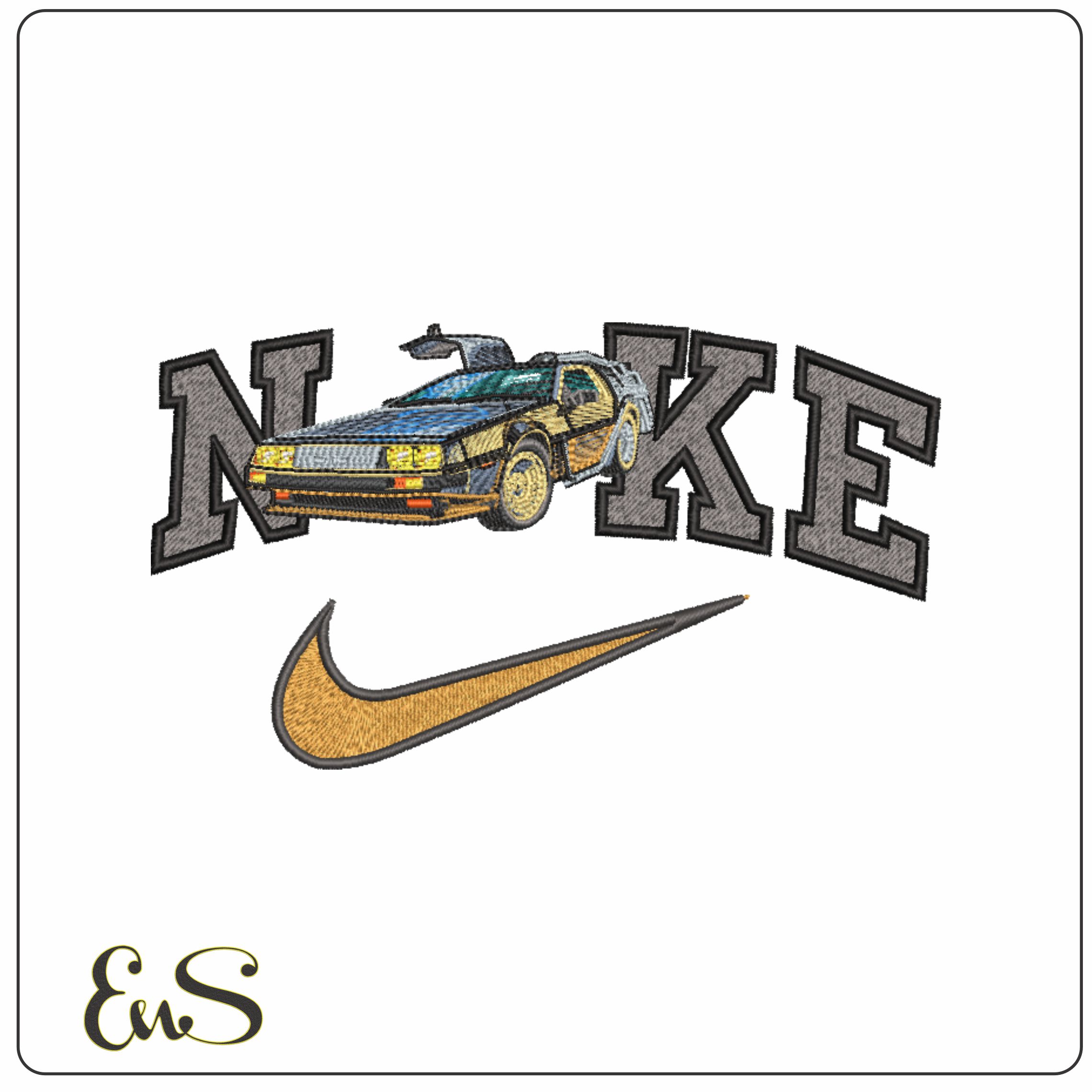 Nike Swoosh DeLorean DMC- Swoosh - Nike Car embroidery design - instant download