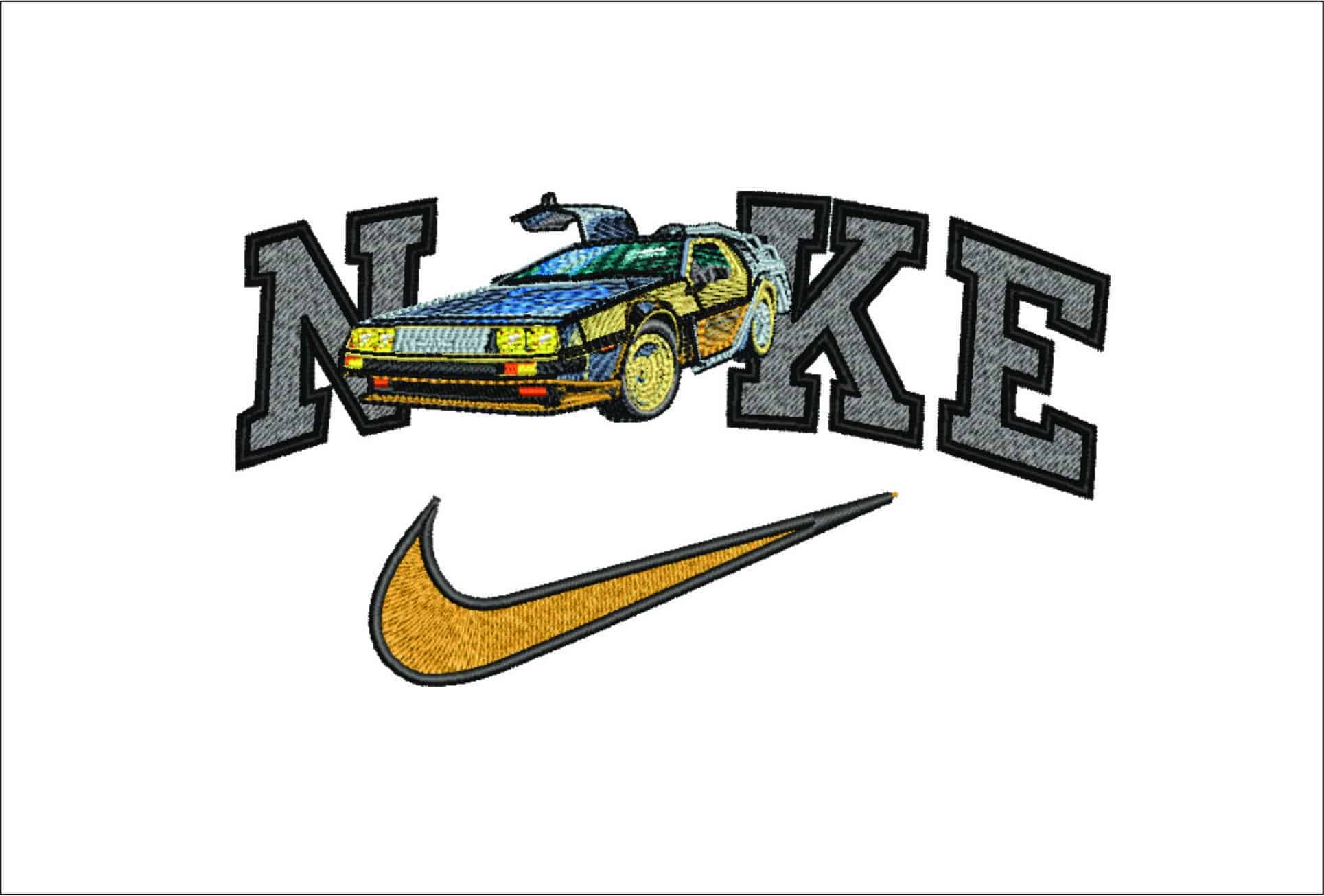 Nike Swoosh DeLorean DMC- Swoosh - Nike Car embroidery design - instant download