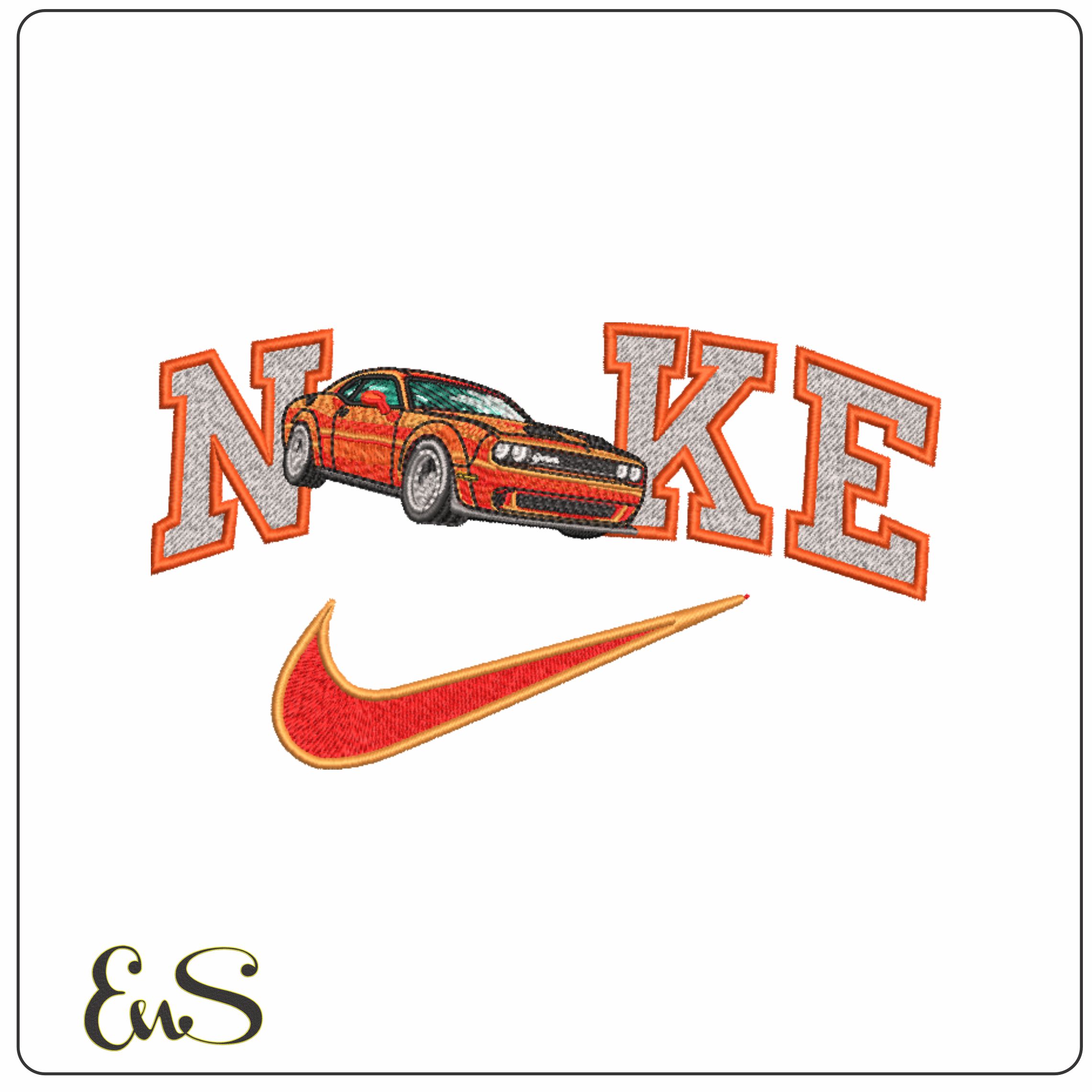 Nike Swoosh Dodge Challenger SRT- Swoosh - Nike Car embroidery design - instant download