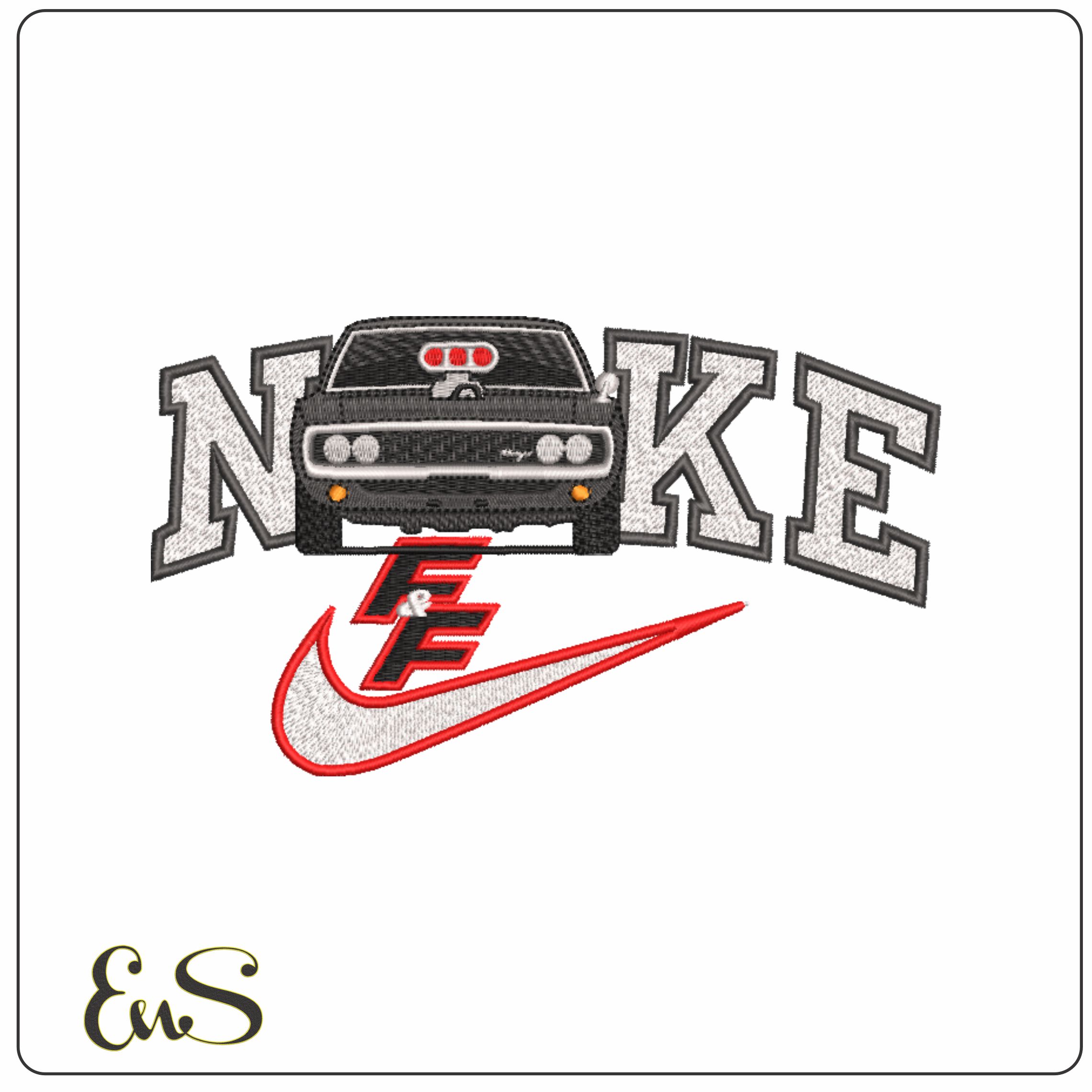 Nike Swoosh Fast and Furious Front view Charger- Swoosh - Nike Car embroidery design - instant download
