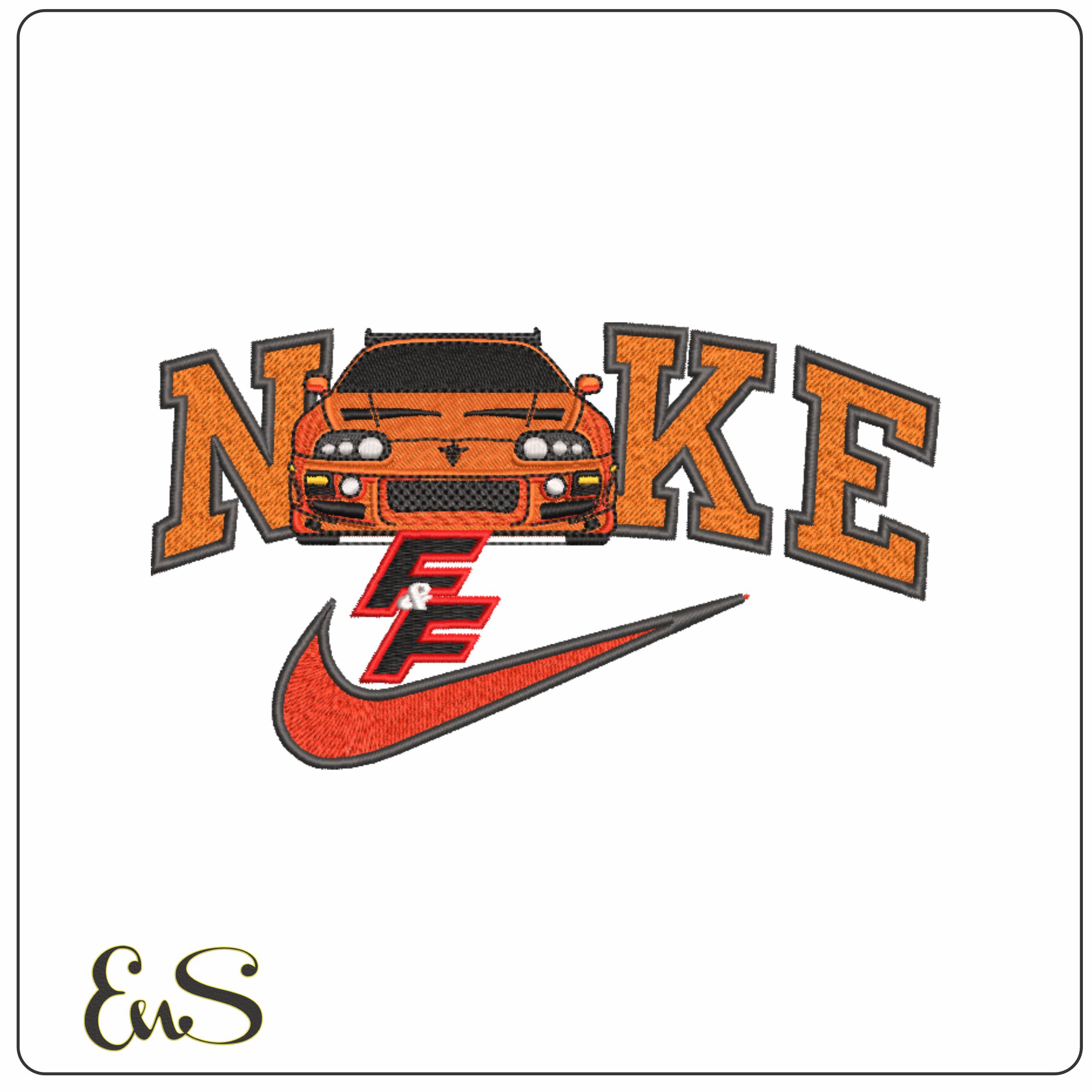 Nike Swoosh Fast and Furious Front view Supra- Swoosh - Nike Car embroidery design - instant download