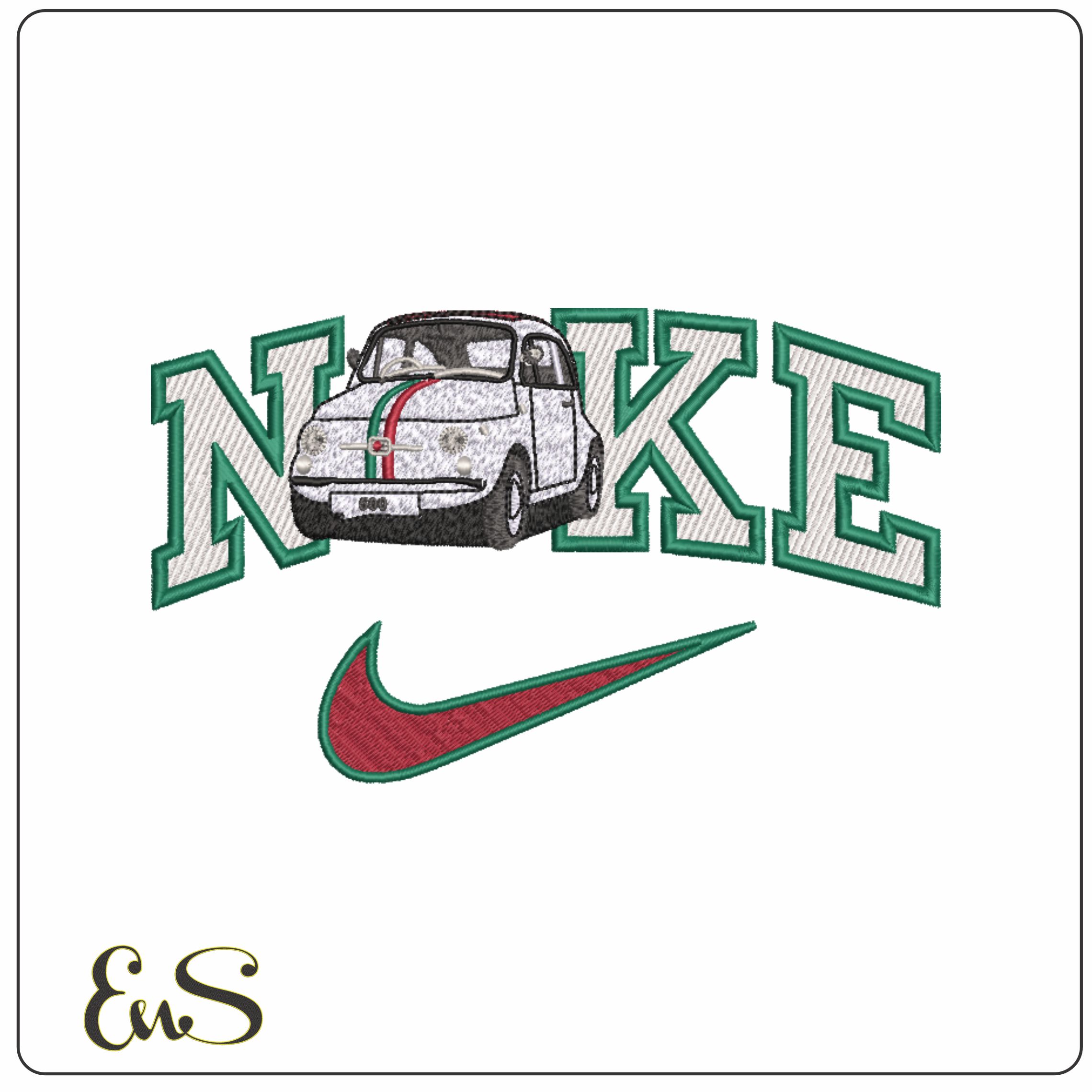 Nike Swoosh Fiat 500 - Swoosh - Nike Car embroidery design - instant download
