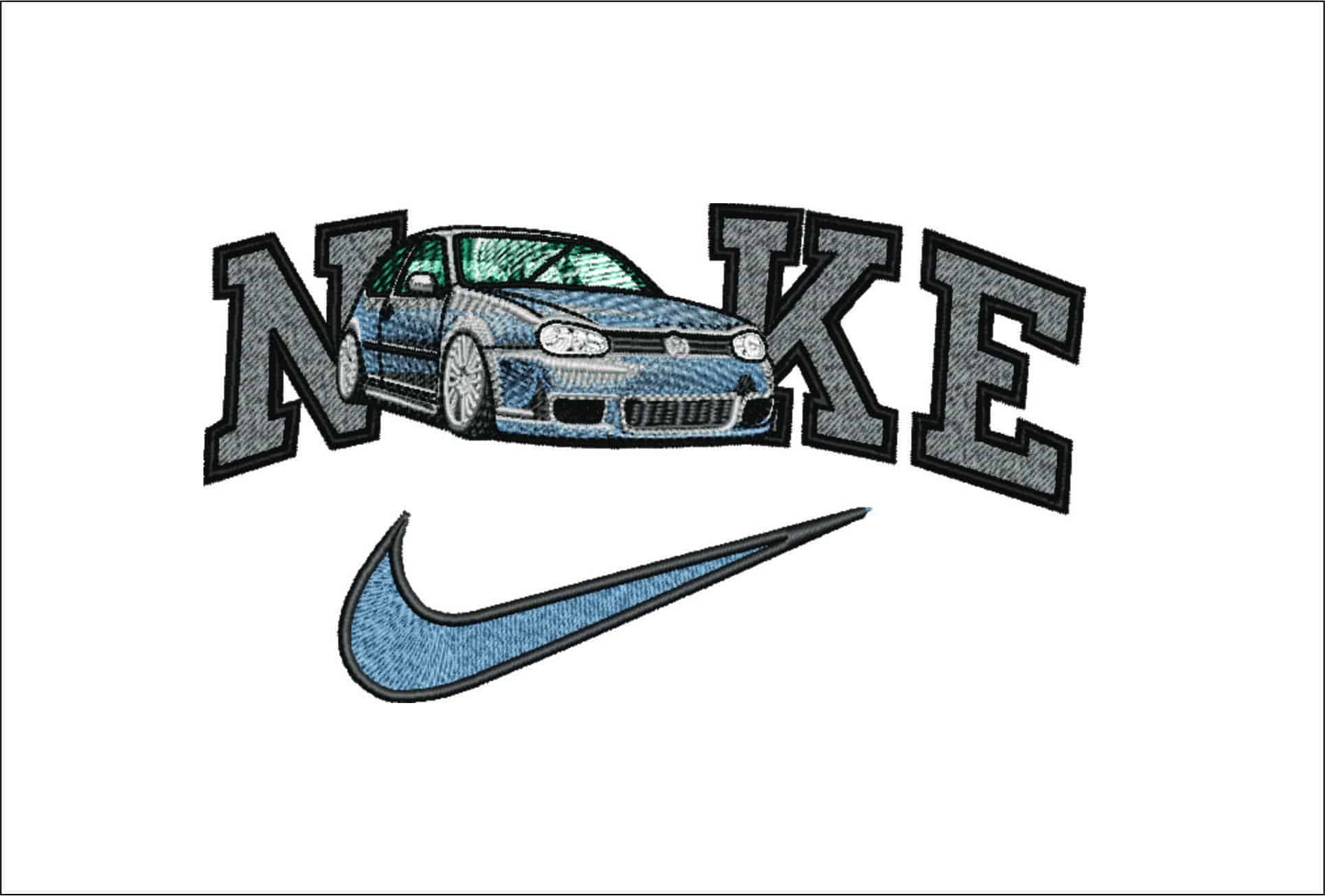 Nike Swoosh VW Golf Mk4 - Volkswagen - Swoosh - Nike Car embroidery design - instant download