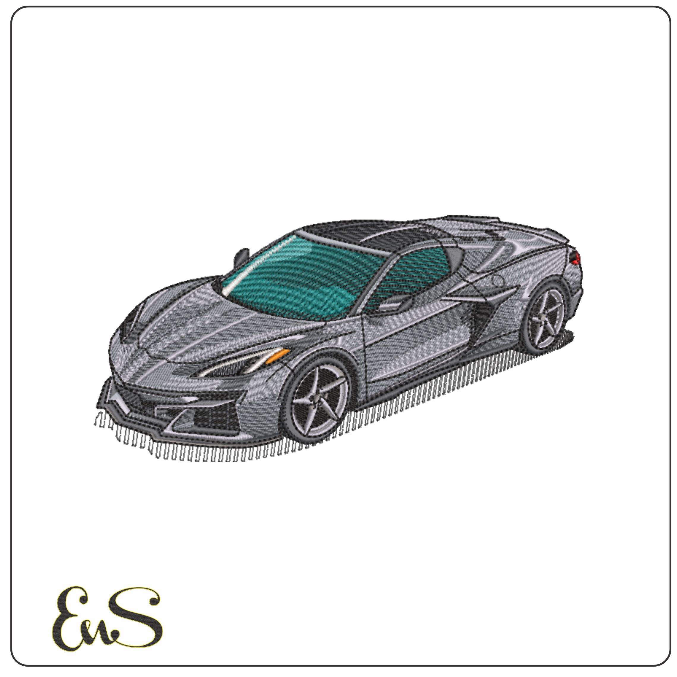 Corvette Stingray C8 - Corvette Swoosh - Nike Car embroidery design - instant download