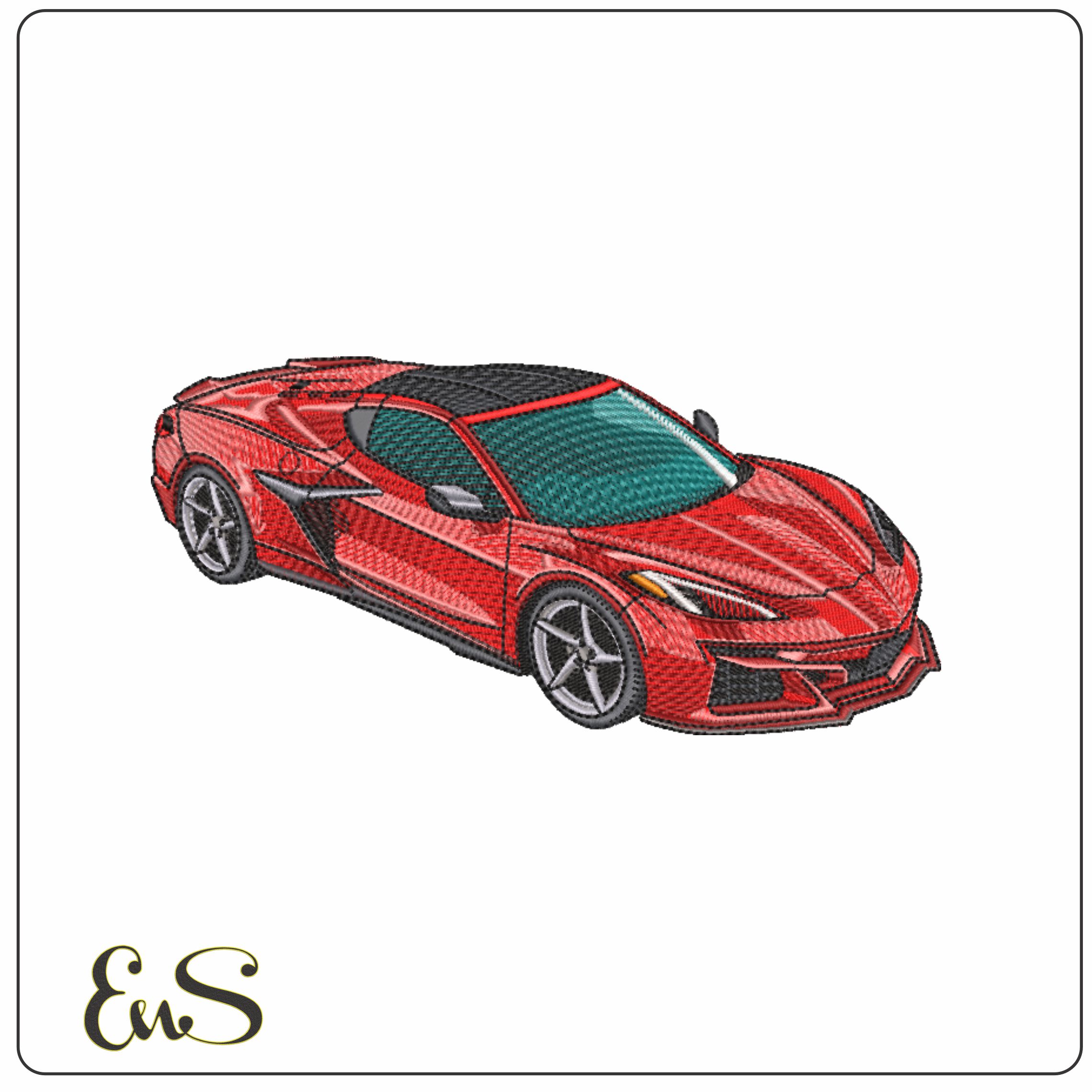 Corvette Stingray C8 Red - Corvette Swoosh - Nike Car embroidery design - instant download