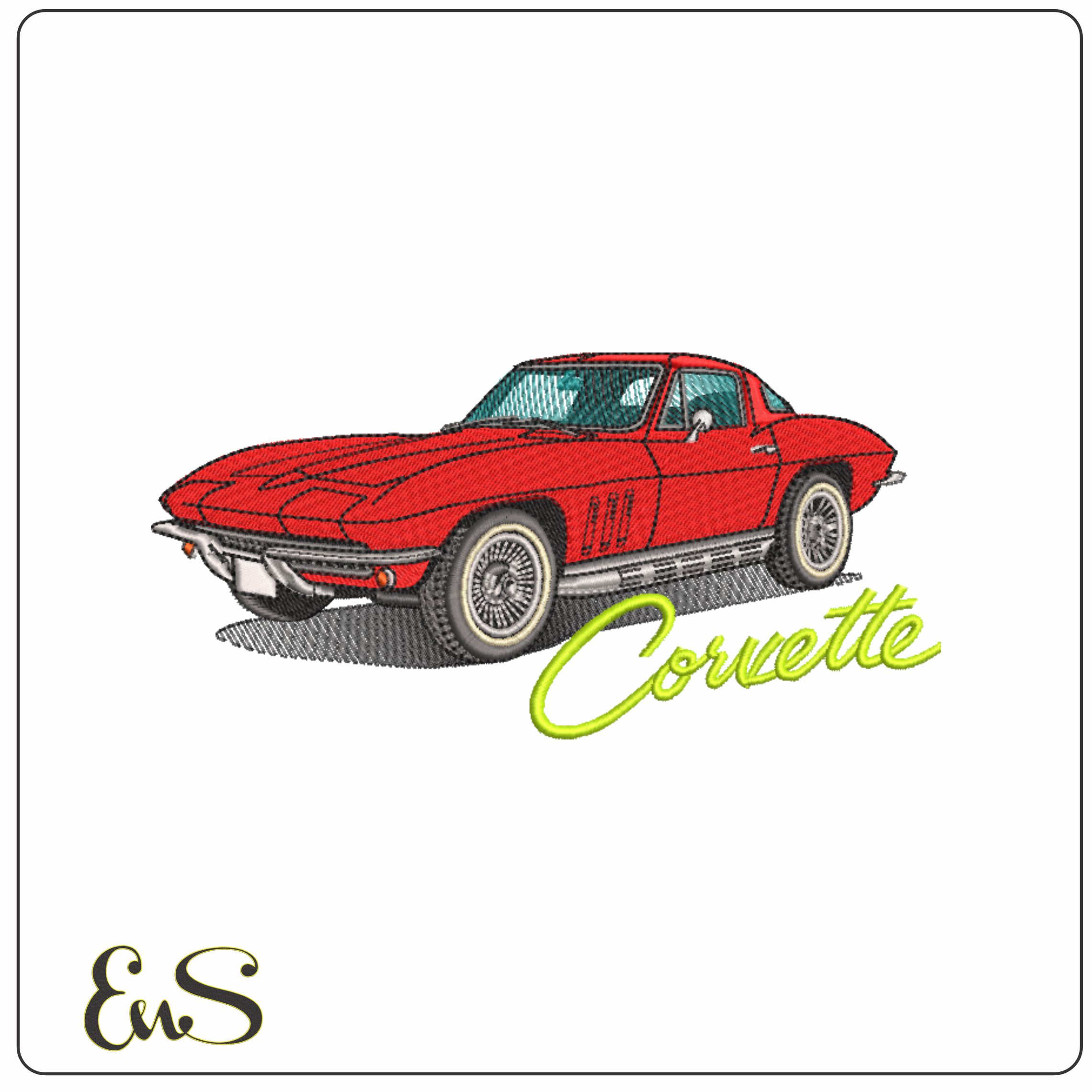 Corvette 1964 with Logo - Corvette Swoosh - Nike Car embroidery design - instant download