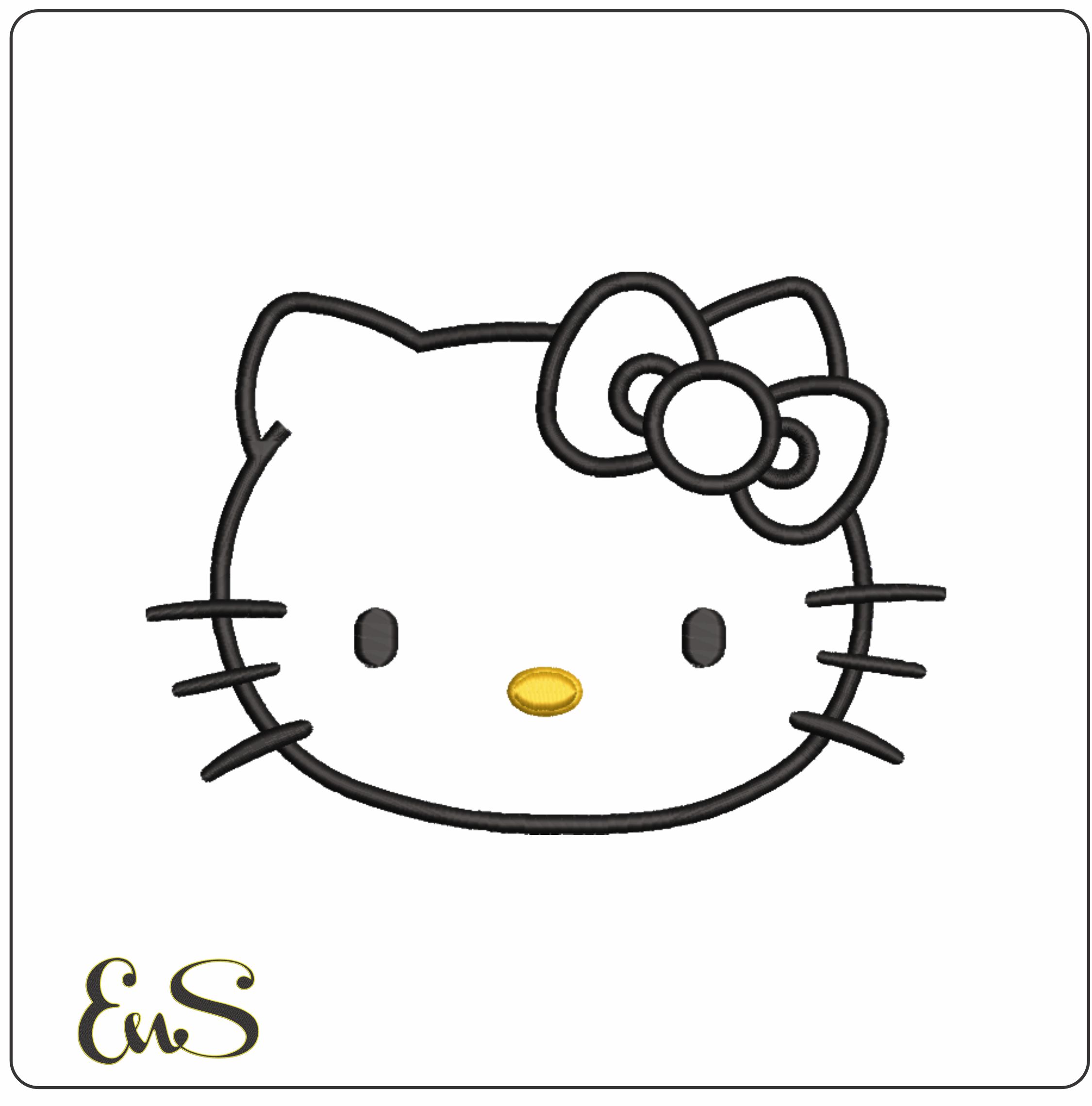 Hello Kitty Head for Applique - embroidery design - embroidery file - instant download