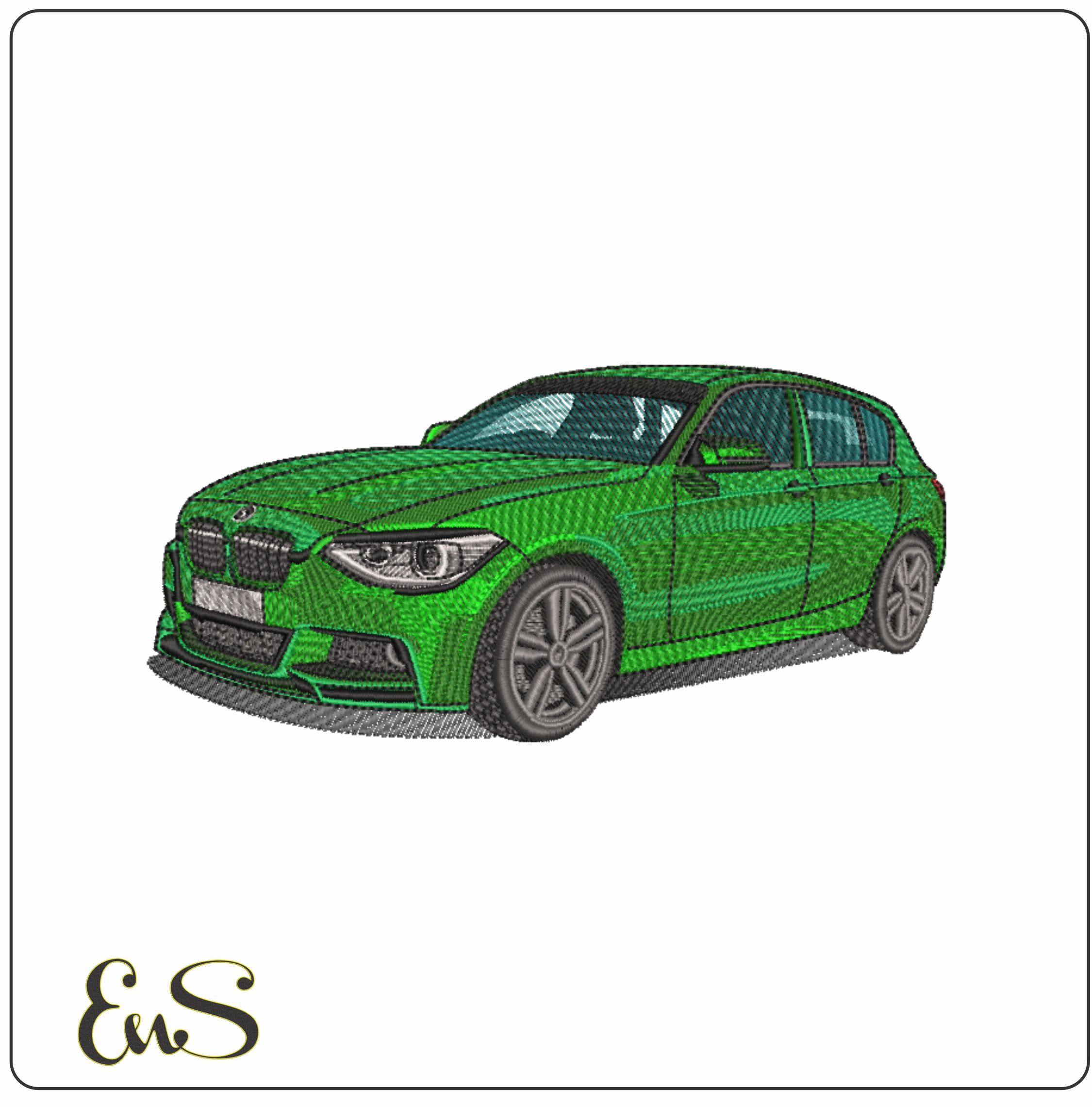 BMW 1 Series M Sport Green - Nike Car embroidery design file - instant download