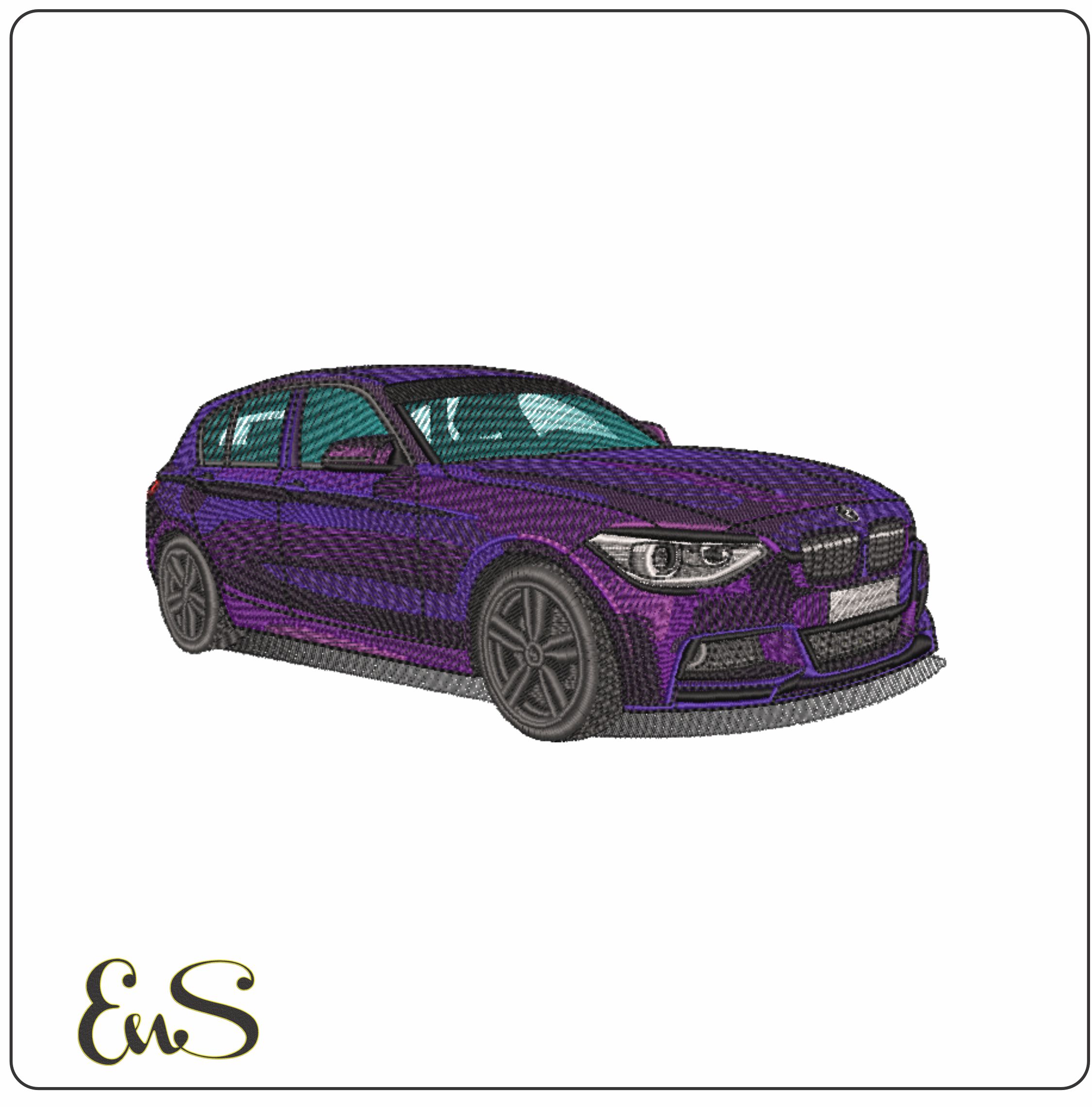 BMW 140i M Sport Purple - Nike Car embroidery design file - instant download