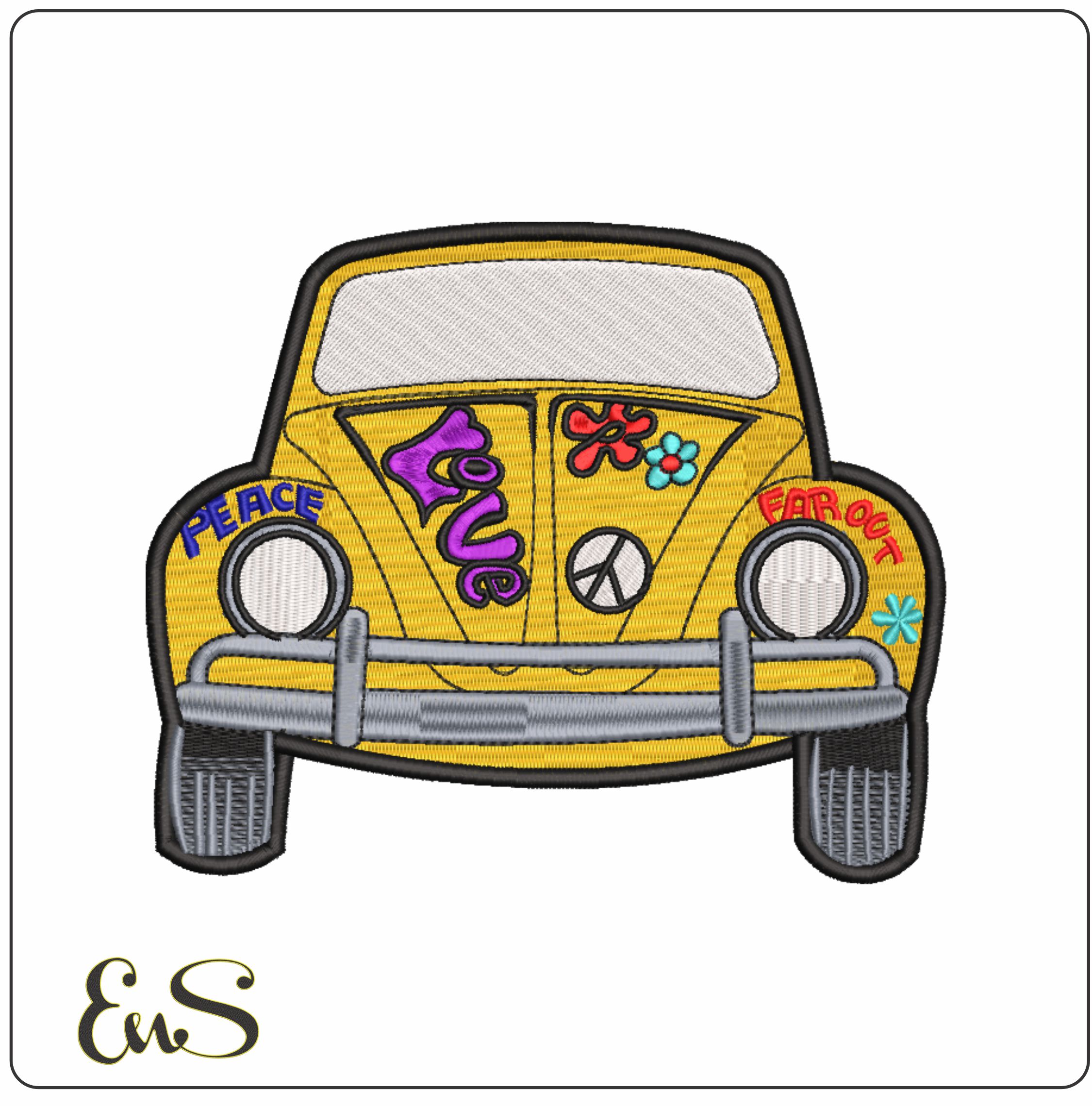 VW Beetle Love Bug embroidery design - VW embroidery design machine pattern - Car embroidery file - instant download