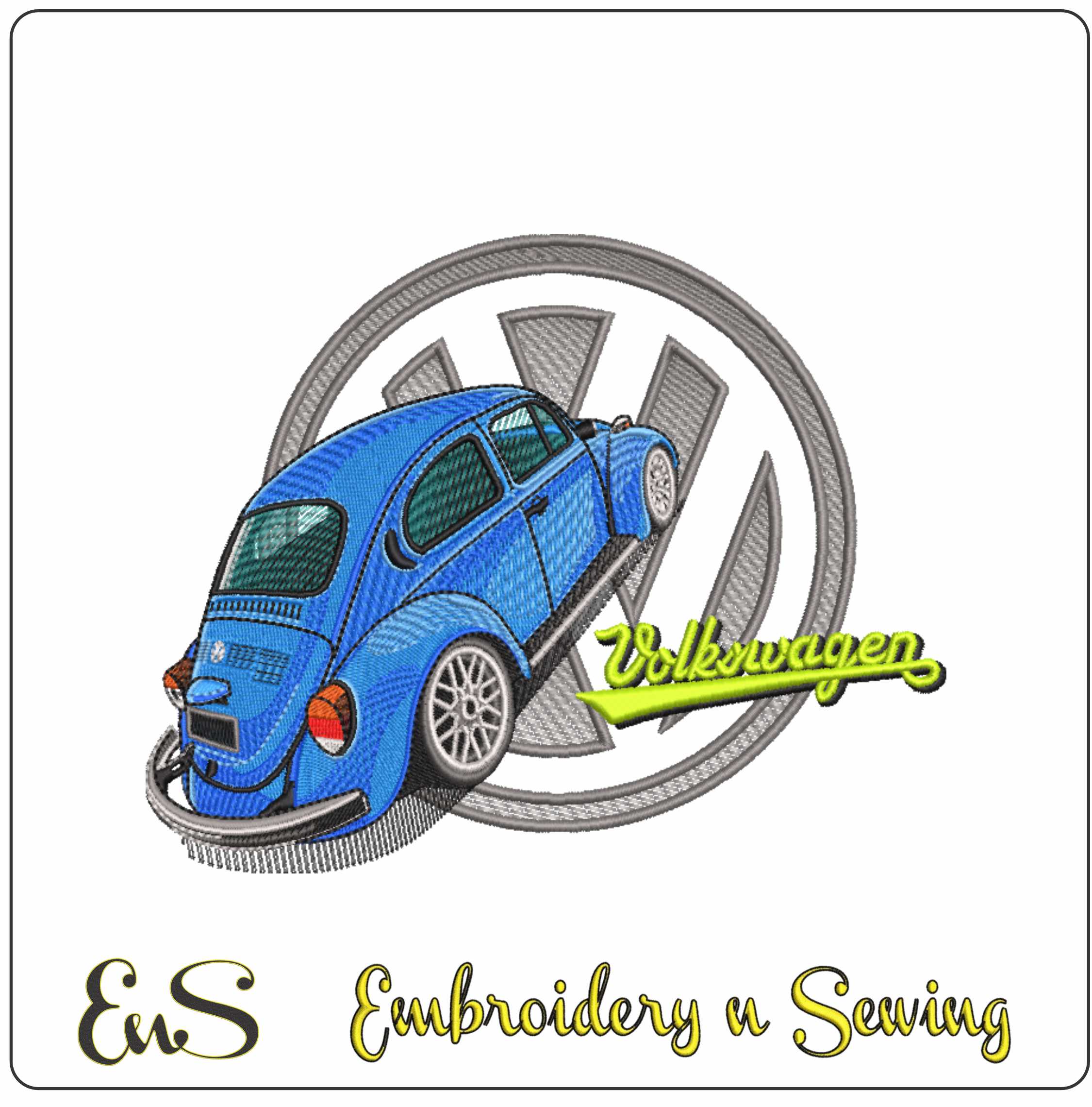 VW Beetle with Logo embroidery design - VW embroidery design machine pattern - Car embroidery file - instant download