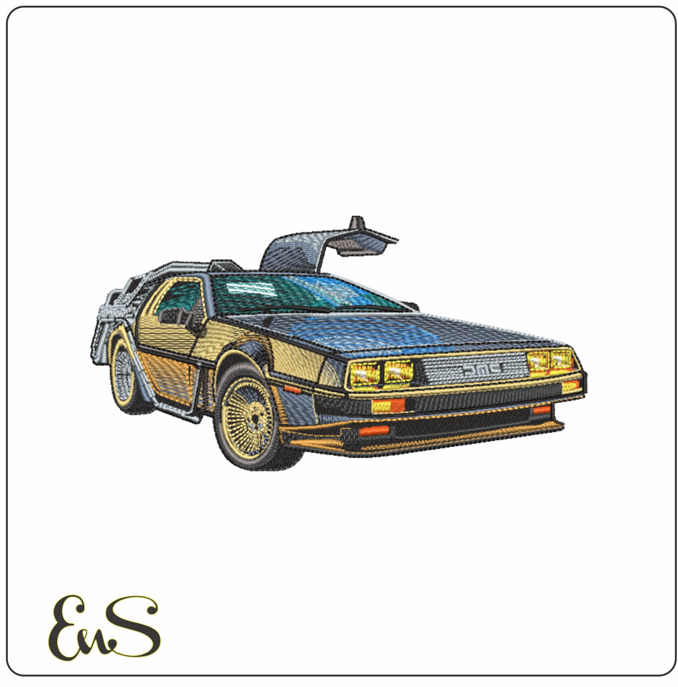 DeLorean DMC- Swoosh - Nike Car embroidery design - instant download
