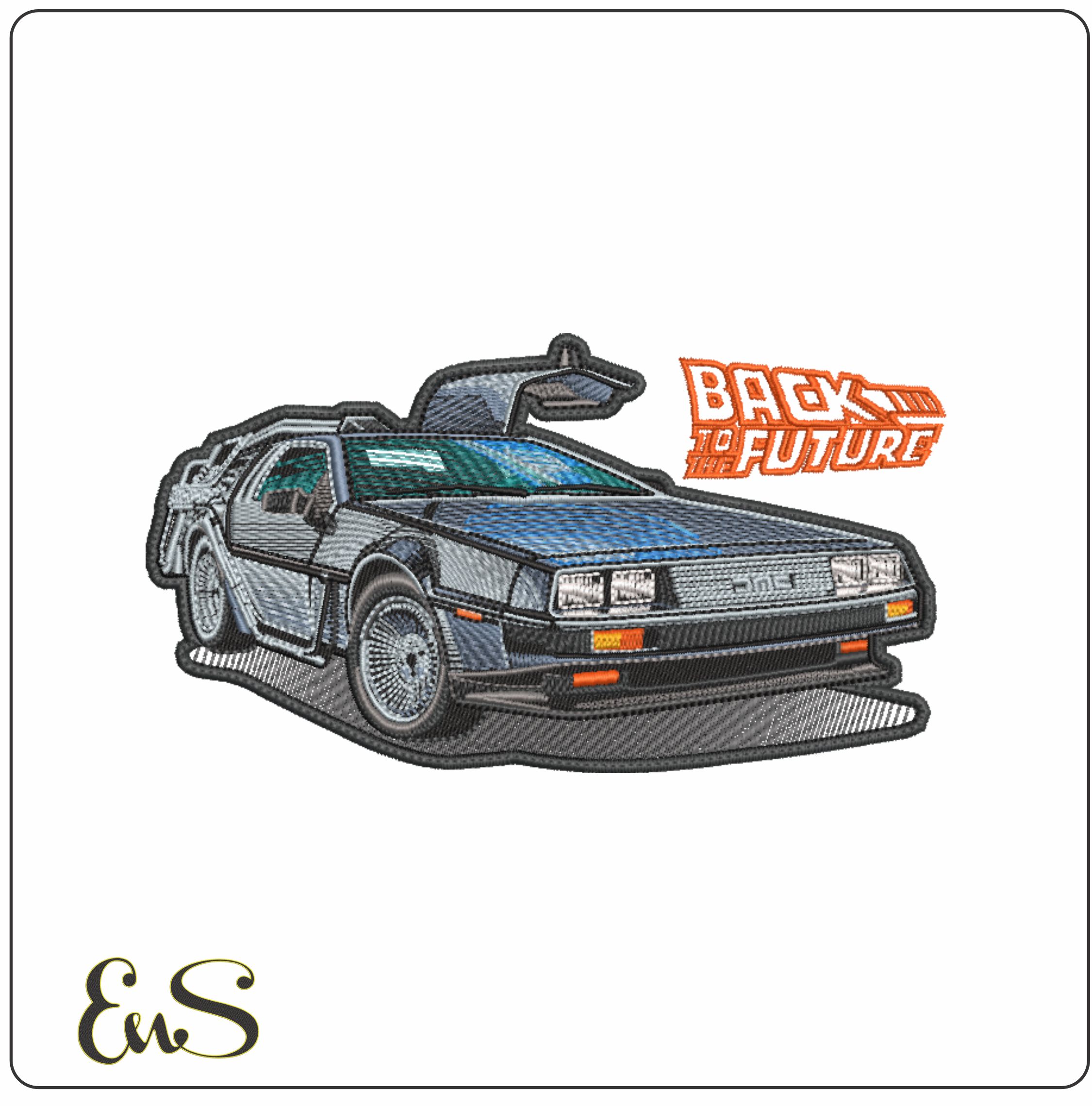 DeLorean DMC Grey- Back to the Future - Nike Car embroidery design - instant download