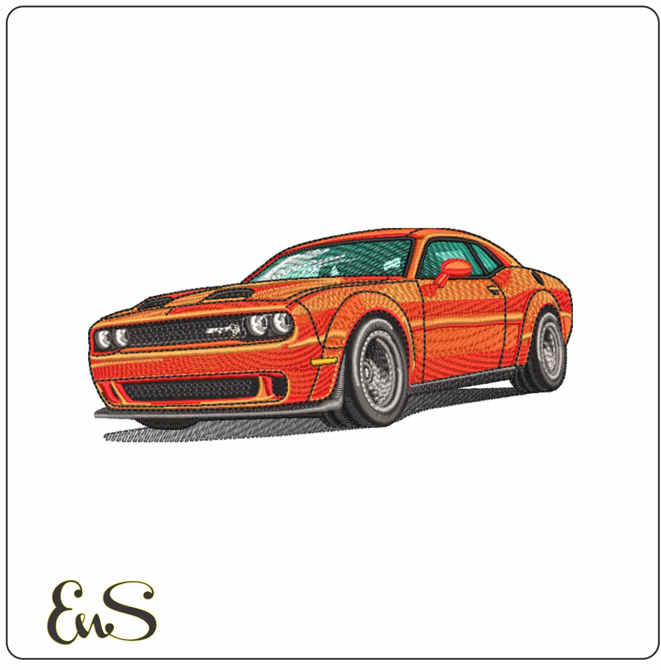 Dodge Challenger SRT- Swoosh - Nike Car embroidery design - instant download