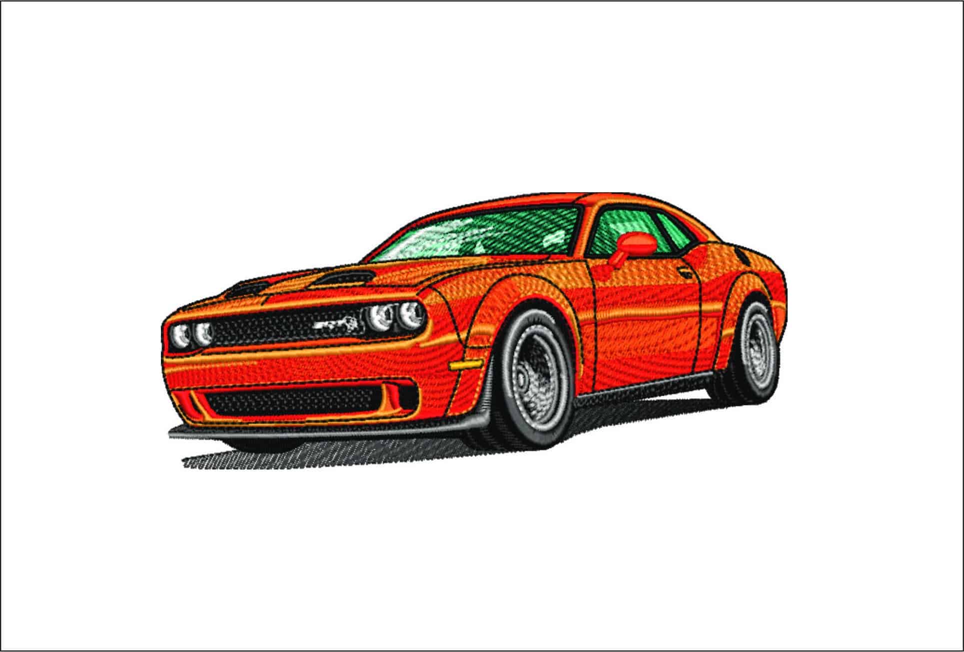 Dodge Challenger SRT- Swoosh - Nike Car embroidery design - instant download
