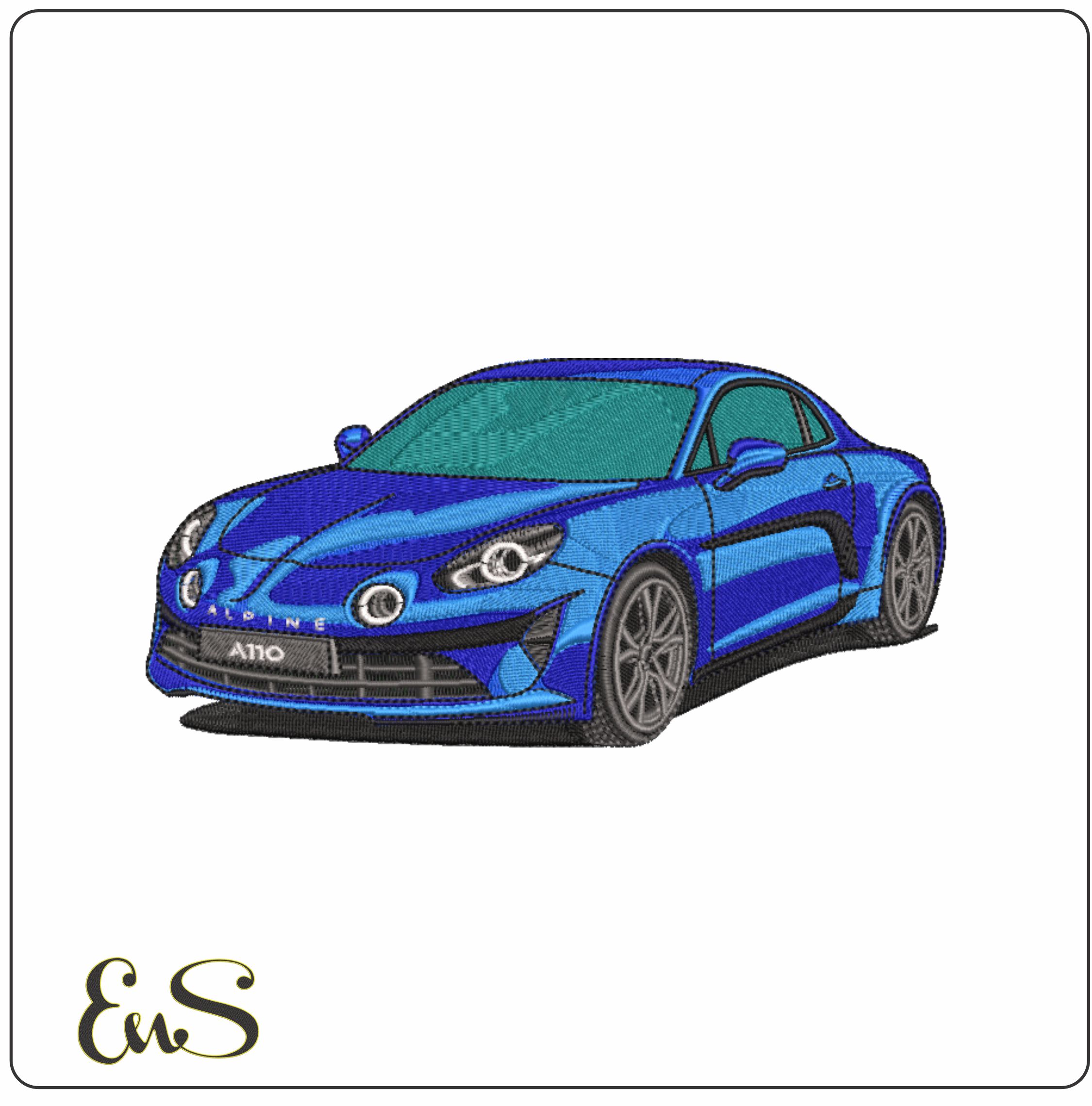 Renault Alpine A110- Swoosh - Nike Car embroidery design - instant download