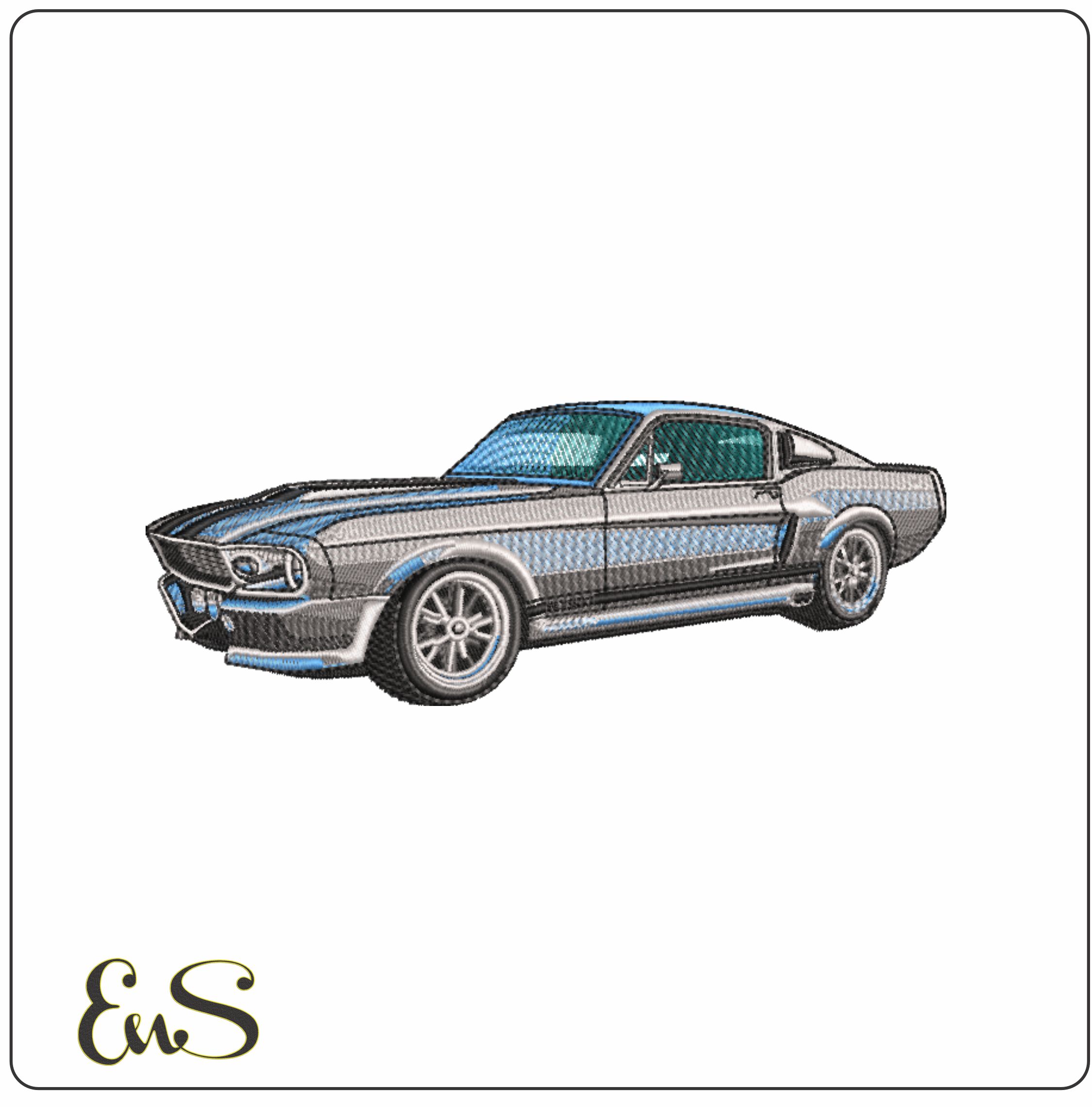 Ford Mustang GT500 - Eleanor Gone in 60 Seconds - Swoosh - Nike Car embroidery design - instant download